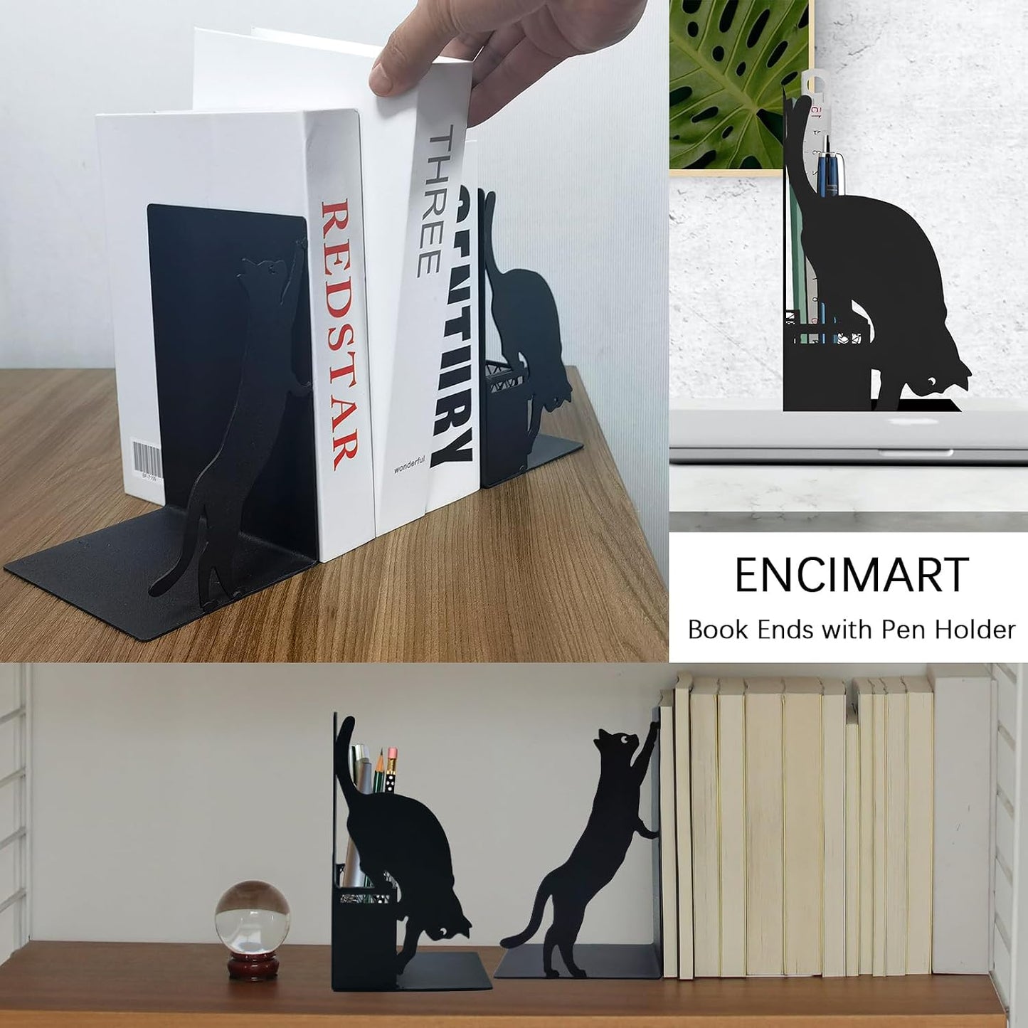 Metal Decorative Book Ends / Black Cat