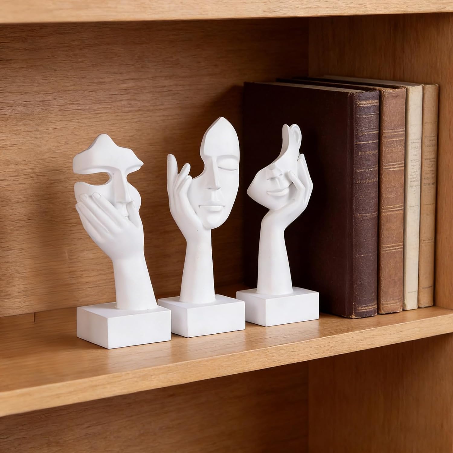 Art Abstract Home Accent Figurines for Decor Woman Apartment Bookshelf Floating / White / Set of 6