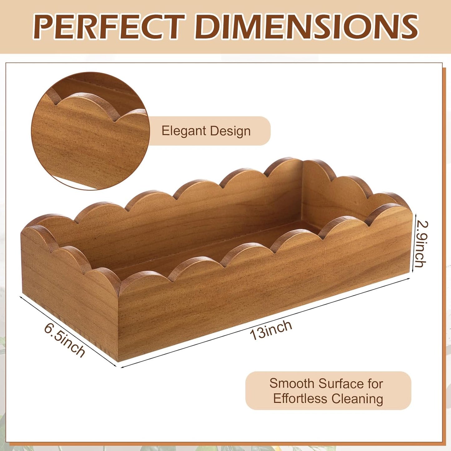 Toilet Paper Basket Storage Scalloped Wooden Toilet Tank Tray Topper Farmhouse / Walnut Wood