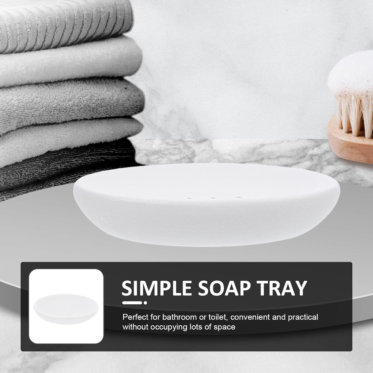 Ceramic Soap Dish In Oval Soap Holder / White / 4.60 x 3.34 x 0.78