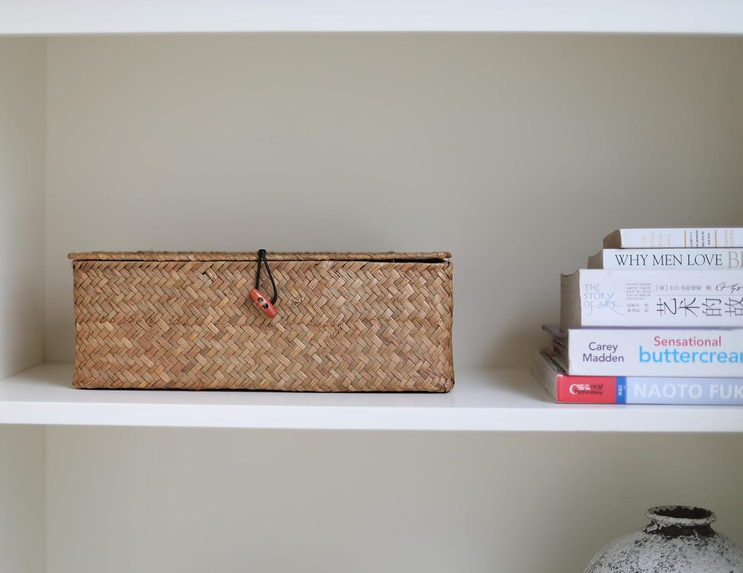 Seagrass Woven Storage Basket / 3 Section with Lid