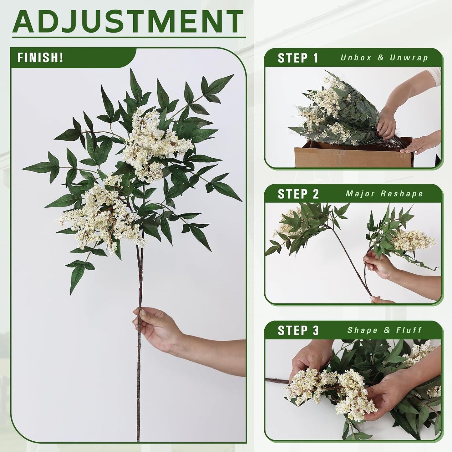 Artificial Nandina Berry Stem for Vase / Beige / Set of 4
