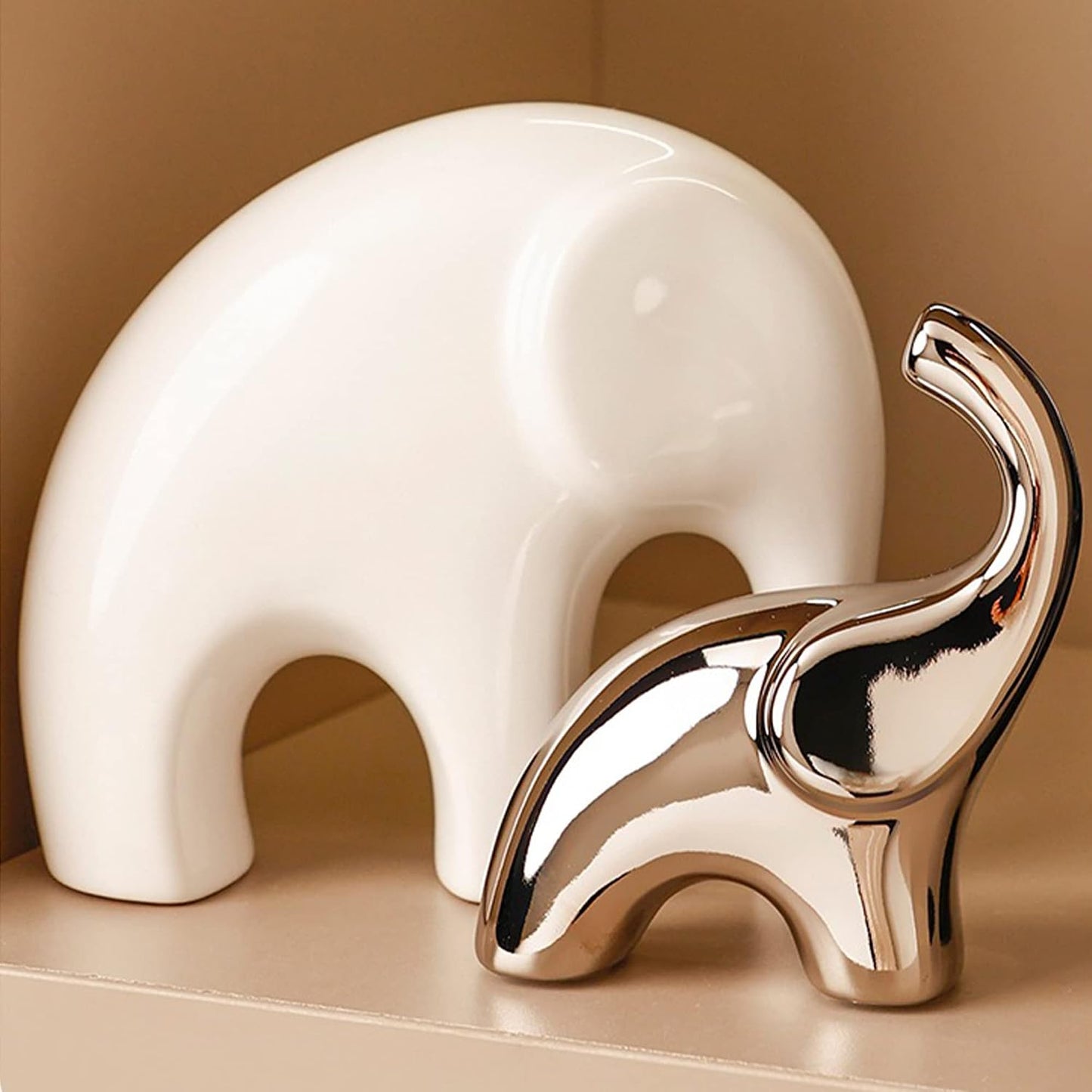 Shelf Modern Bookshelf Decor Figurines / Black, White and Bright Silver / 10 x 7 x 27