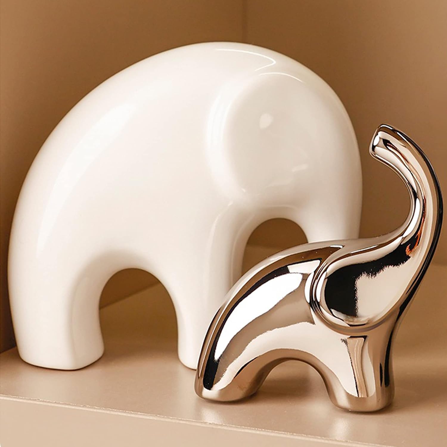 Shelf Modern Bookshelf Decor Figurines / Black, White and Bright Silver / 10 x 7 x 27