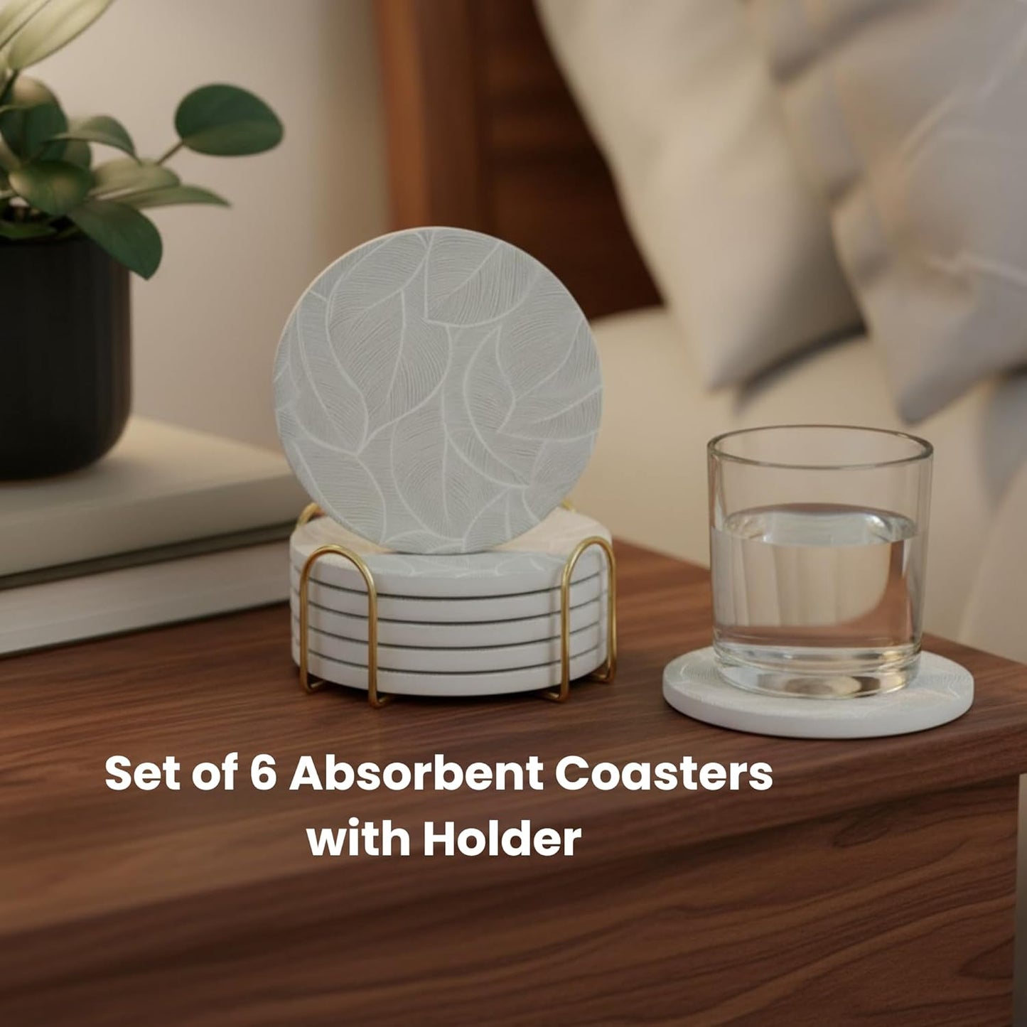 Colorful Ceramic Marble Coasters / Leaf / Set of 6