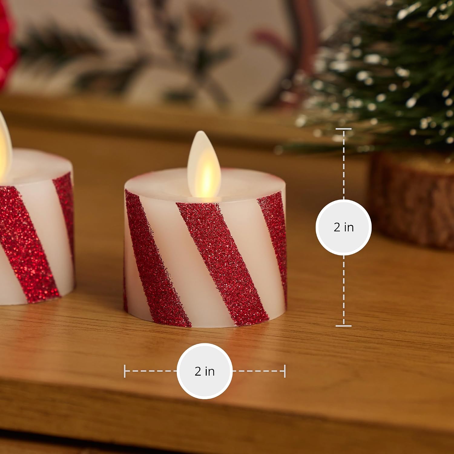 Luminara 2-Pack Moving Flame LED Flameless Tealight (1.4" x 2") Battery Operated Plastic LED Flameless Tea Light Smooth