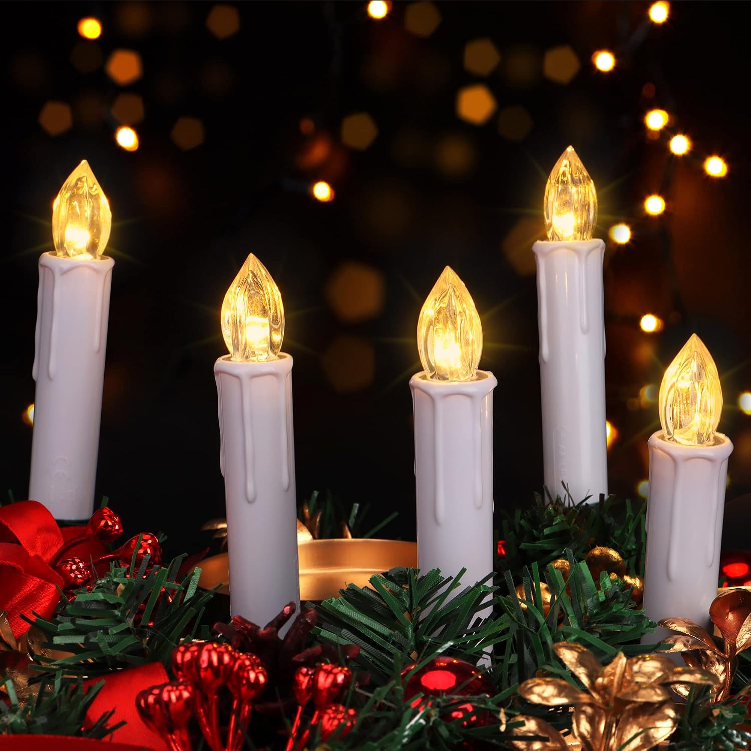 30PCS Flameless LED Taper Candles Battery Operated Christmas Tree Candle Lights With Remote Timer, Flickering Flame