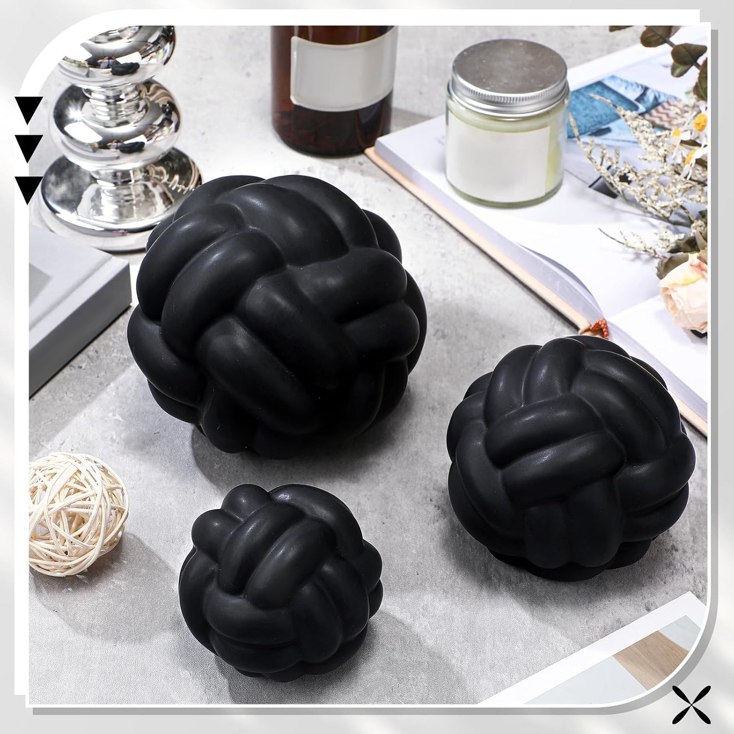 Entry Table Ceramic Aesthetic / Matte Black / Set of 3