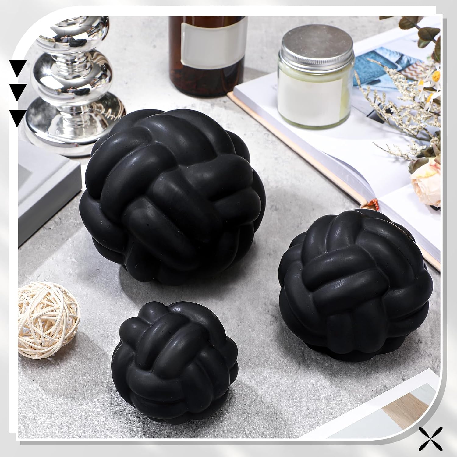 Entry Table Ceramic Aesthetic / Matte Black / Set of 3