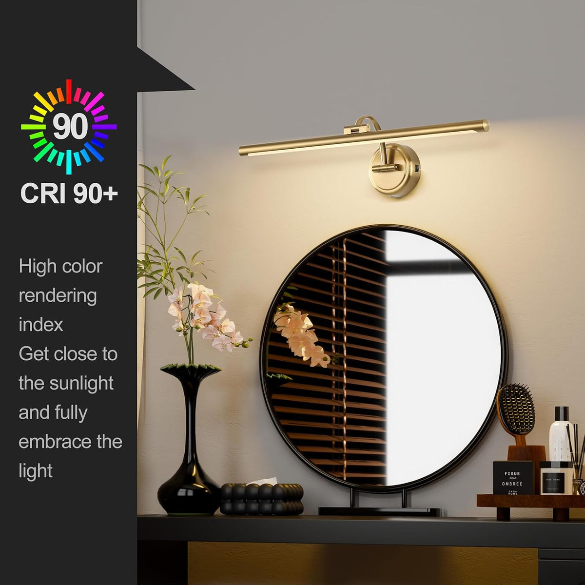 Picture Light for Wall, Dimmable Battery Operated Art Light, Picture Frame Light with Remote & Timer, Cordless Wall
