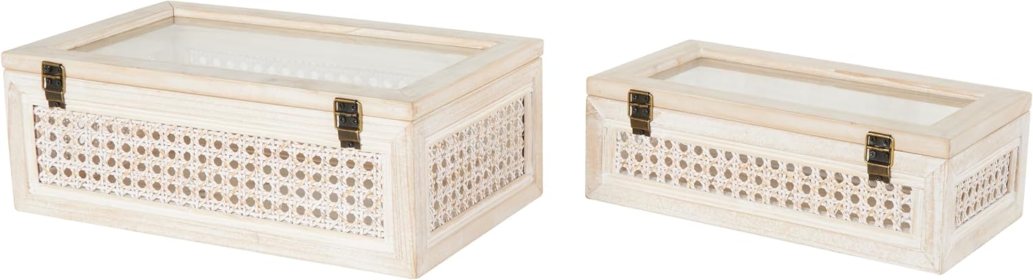 Metal Handmade Decorative Box Woven Storage Decorative Keepsake Boxes / Cream / 14", 12"W