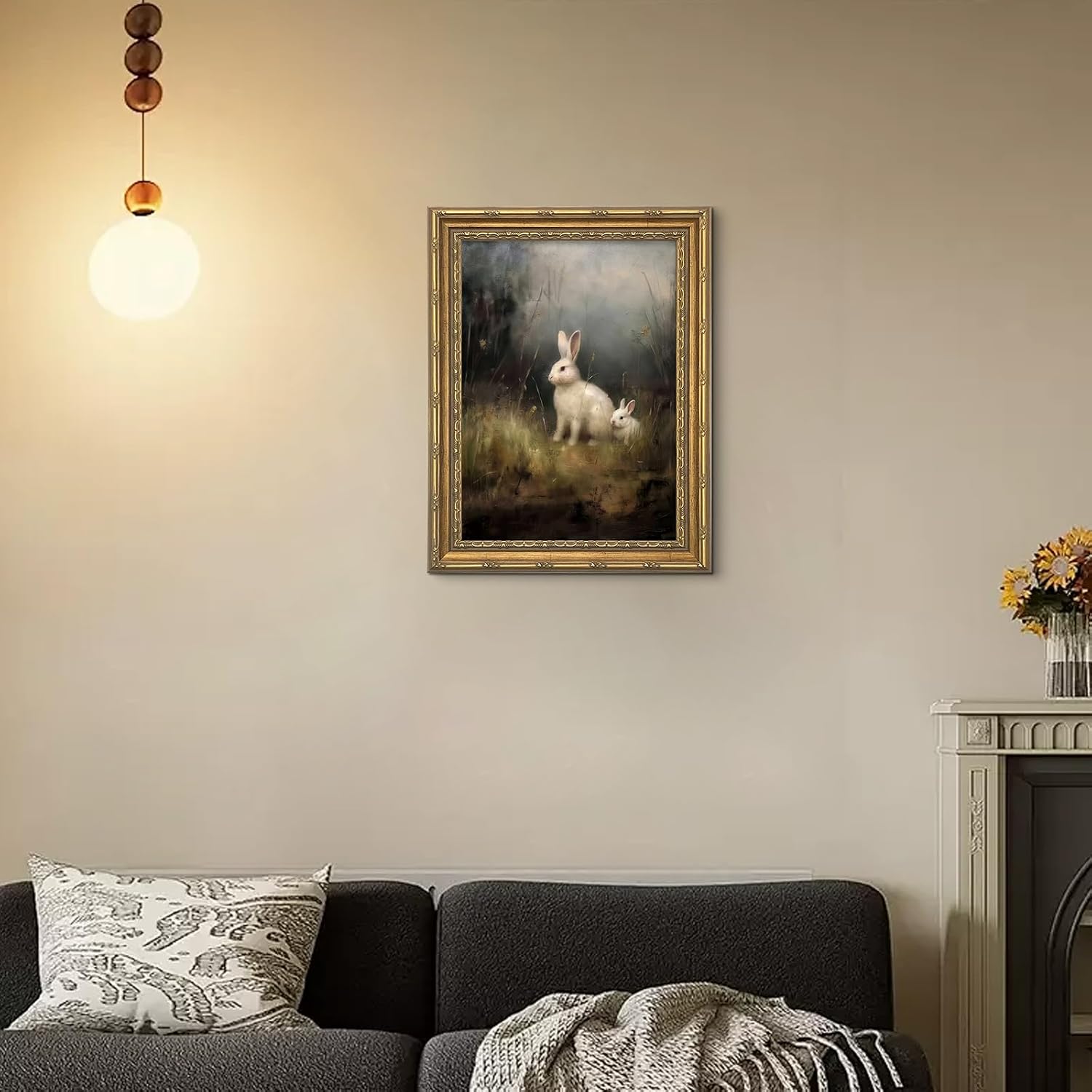 Moody Woodland in Forest / White Rabbits / 11"L x 9"W