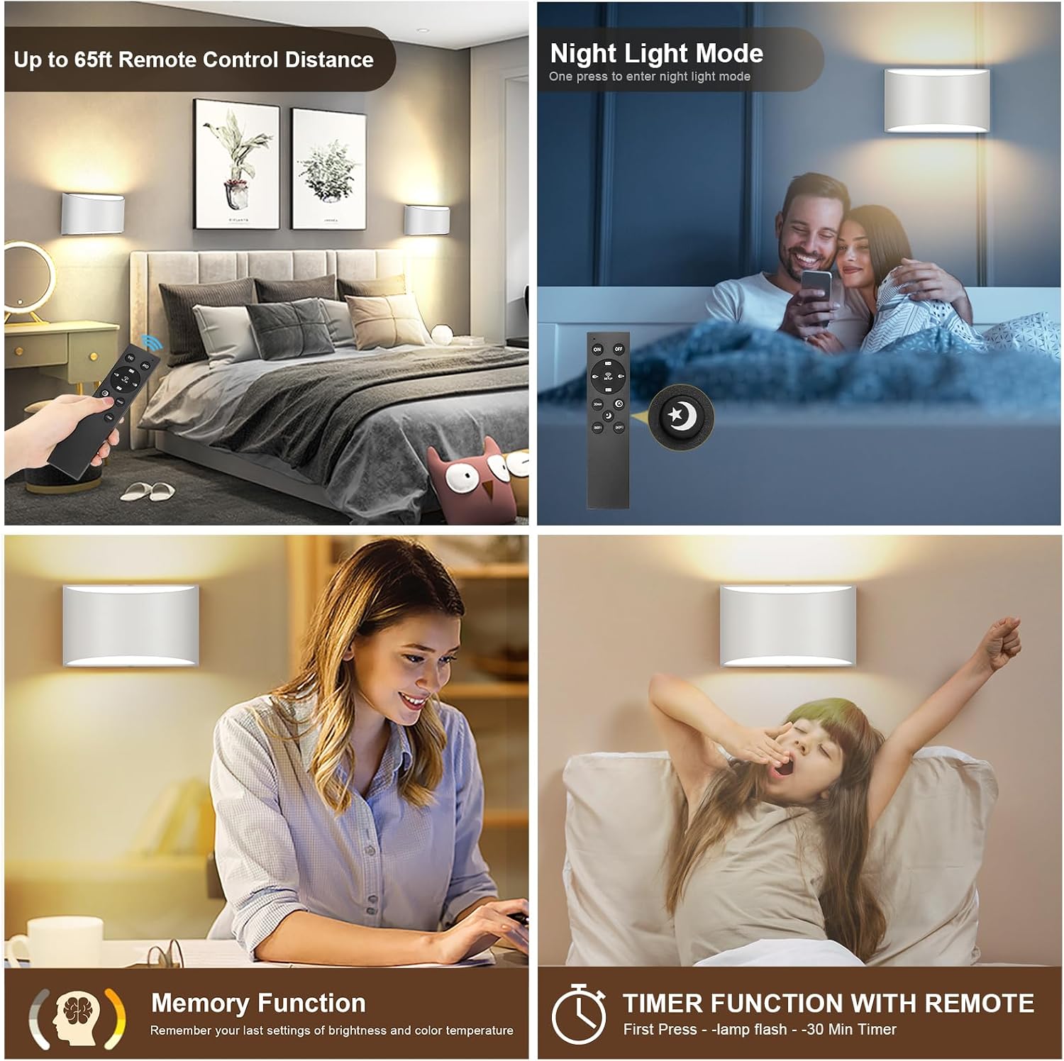 TRLIFE Modern LED Wall Sconces, Remote Control Dimmable and Adjustable Color Temperature 3000K~6000K Aluminum 12W