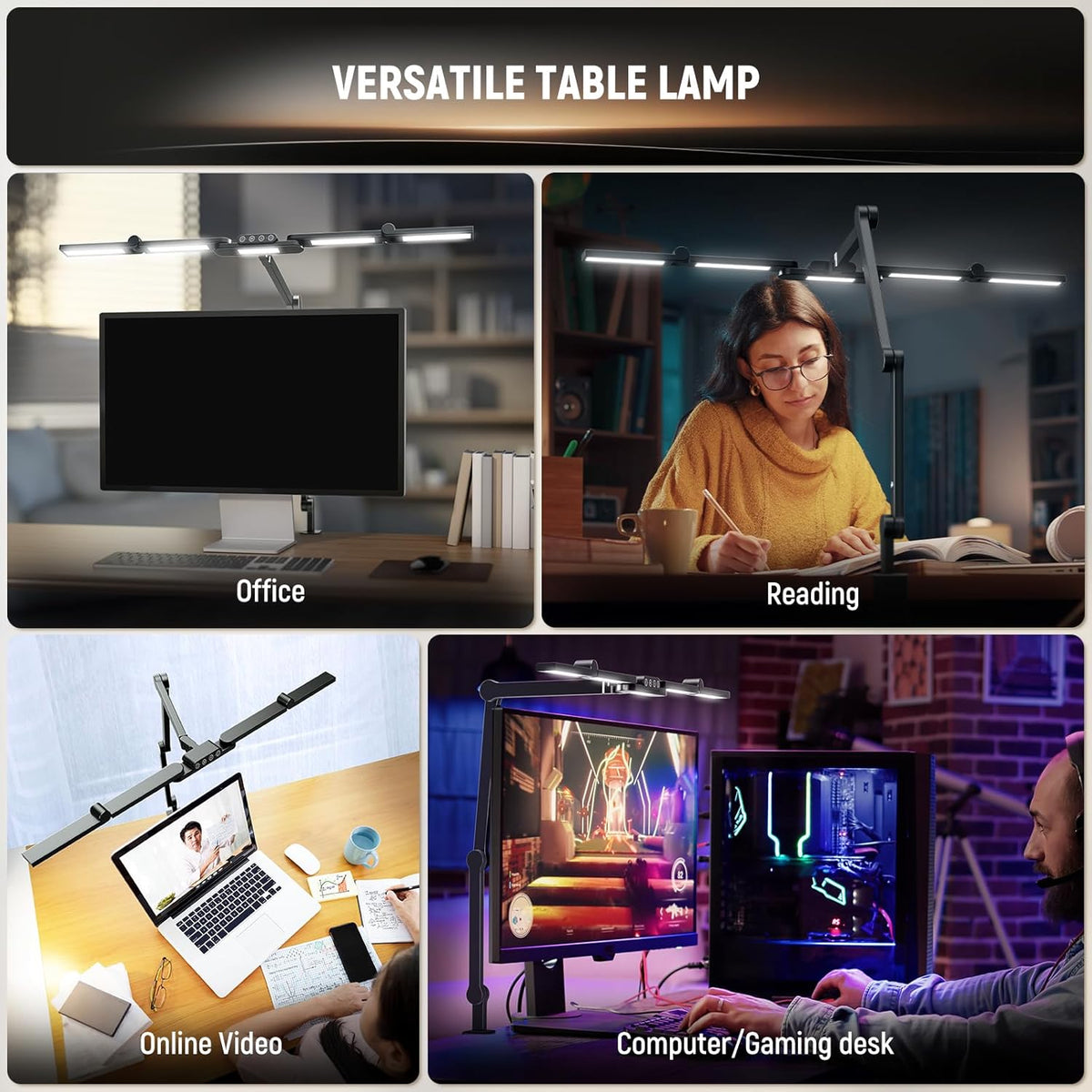 NEEWER Basics 32.5" Clip On Desktop LED Light for Home Office, 23W LED Dimmable Architect Lamp with Table Desk Clamp, 5