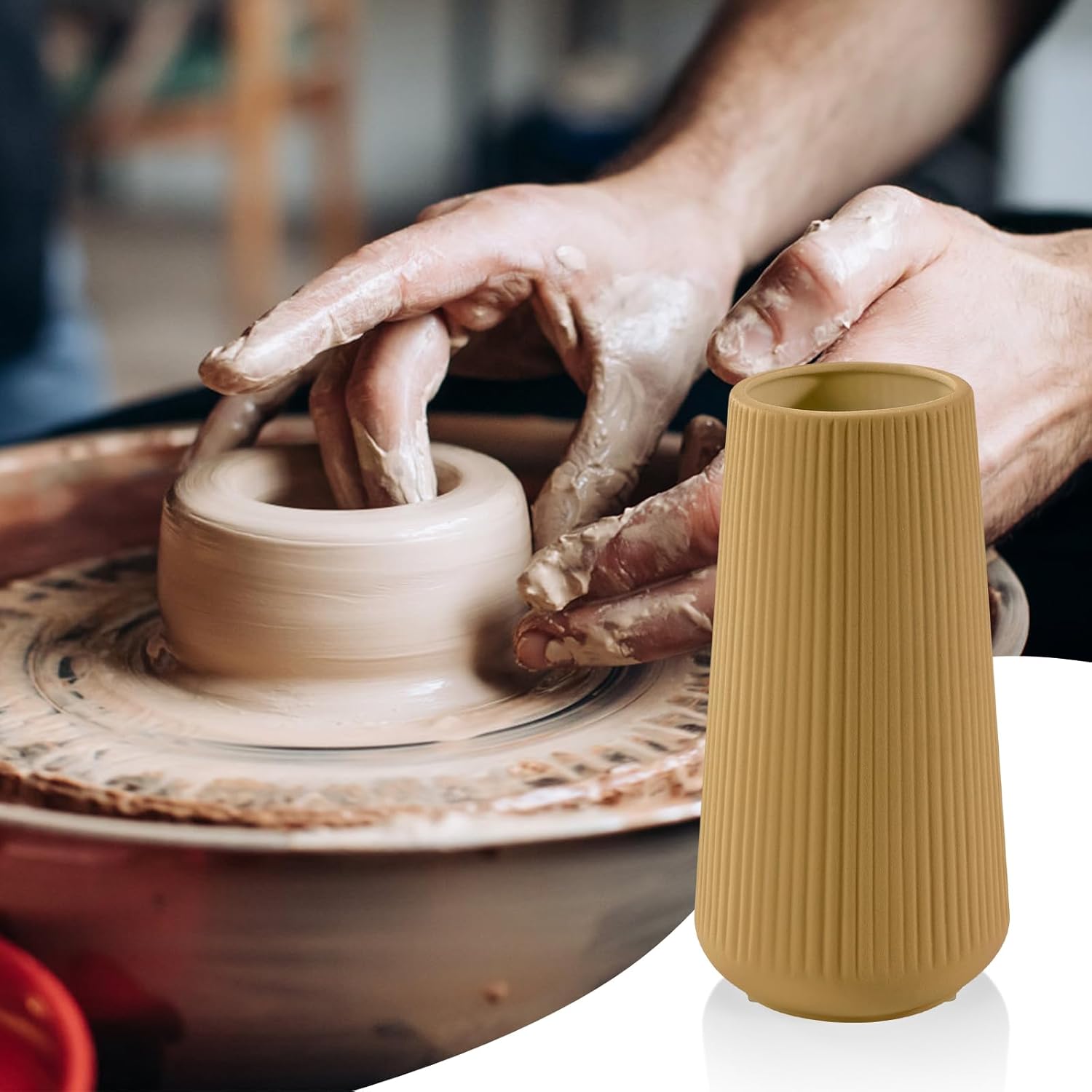 Ceramic Vase / Small Flower Vase for Pampas Grass / Milk Coffee