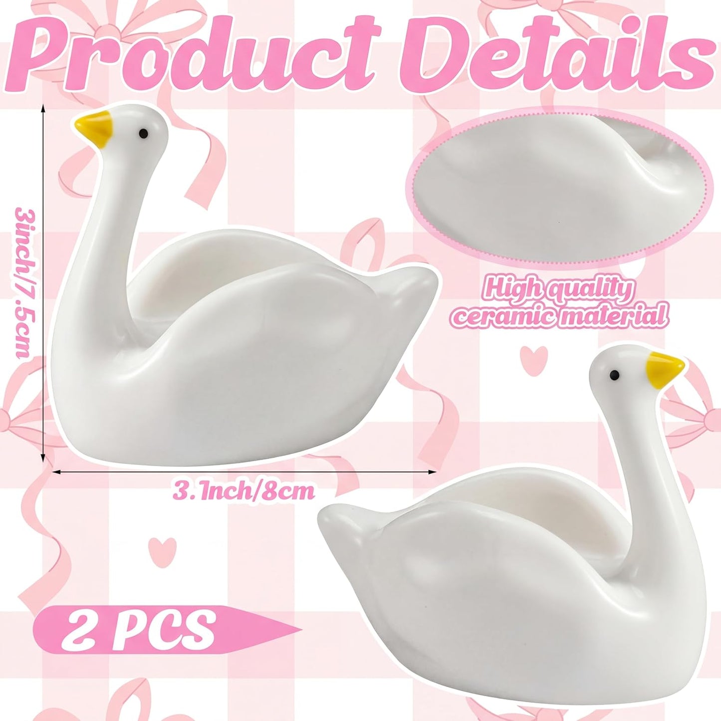 Jewelry Tray Trinket Dishes Ceramic Ring Holder Small Trinket Bowl / Silly Goose / Set of 2