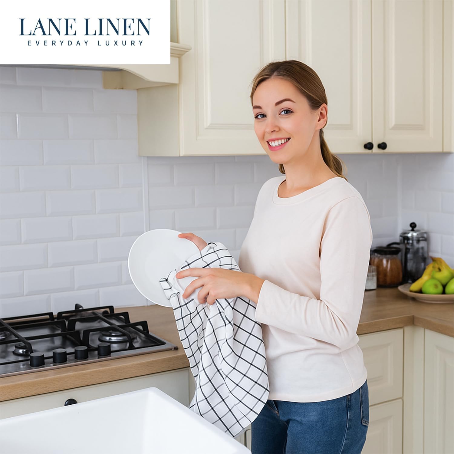 LANE LINEN Kitchen Dish Towels Set of 12 – 18”x28” Soft & Quick-Drying Hand and Tea Towels, Premium Decorative Kitchen