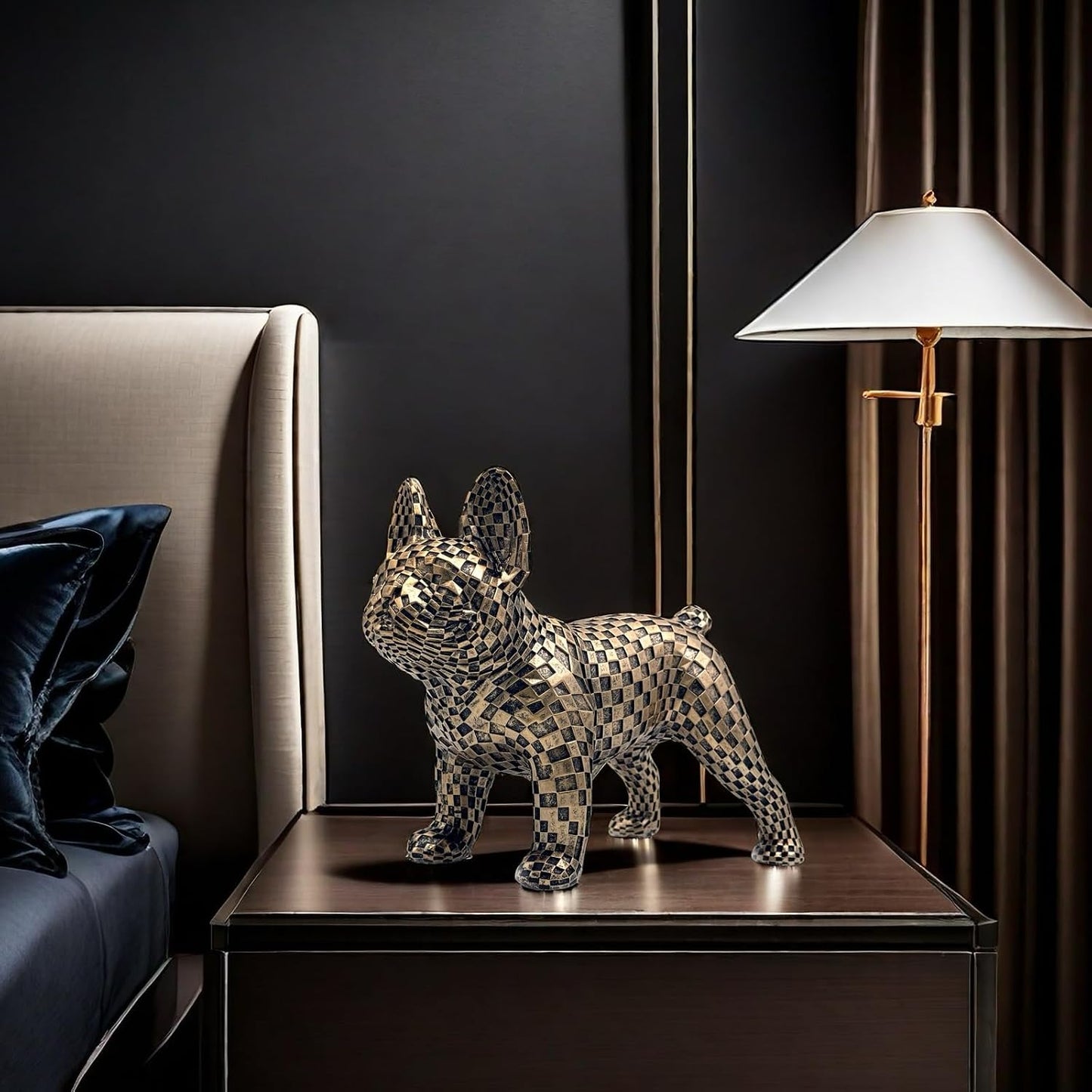 Art Abstract French Bulldog Statue Dog Figurines Sculpture Collectibles Home Office Desktop Decor