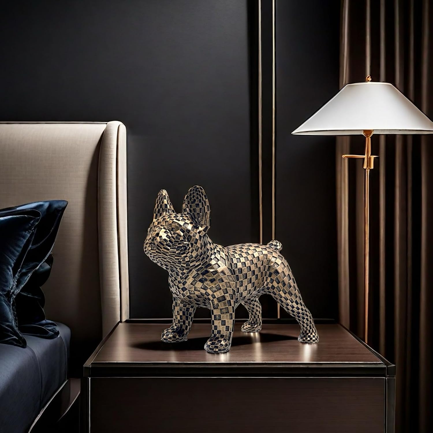 Art Abstract French Bulldog Statue Dog Figurines Sculpture Collectibles Home Office Desktop Decor
