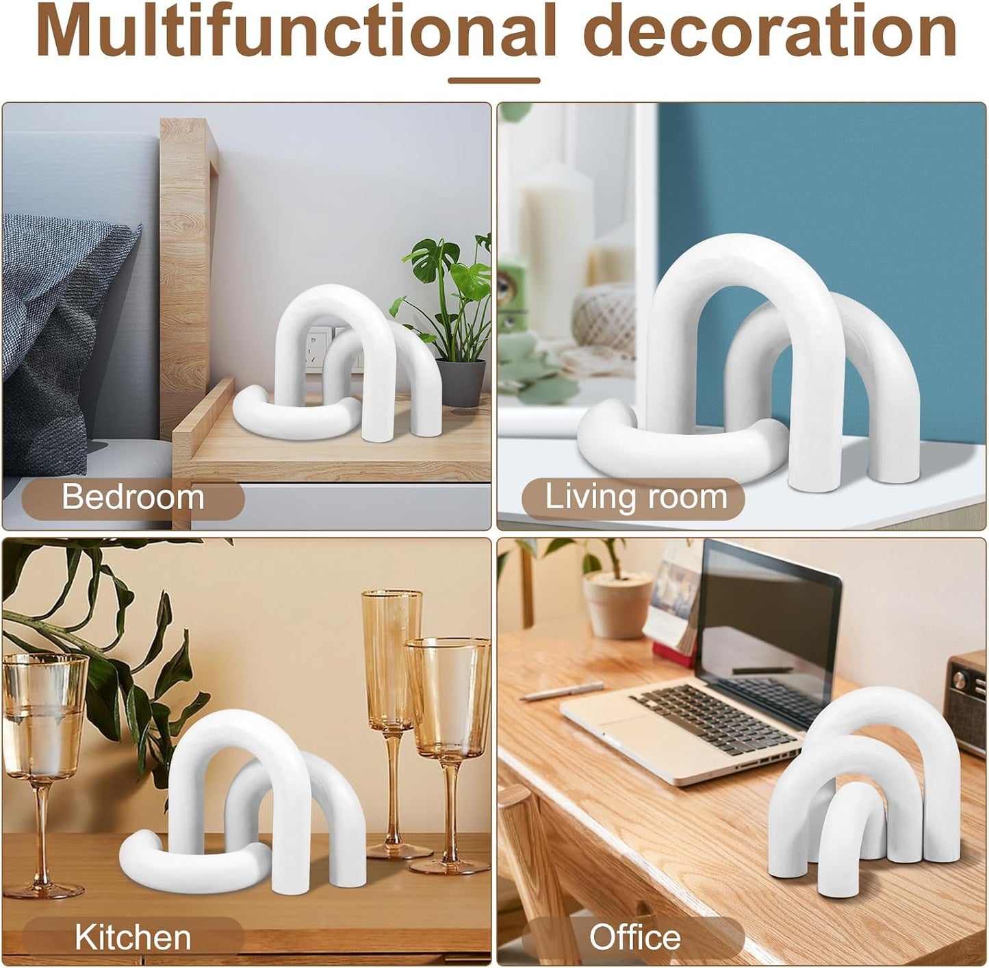 Wood Arch Decor Set / White / Set of 3