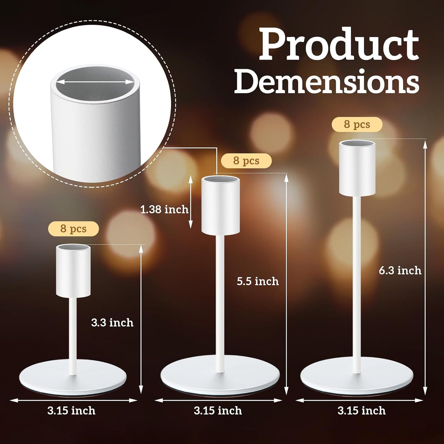 Sieral Candle Holders Bulk Taper Candlesticks Holders Set Modern Decorative Metal Candelabras for Wedding Anniversary