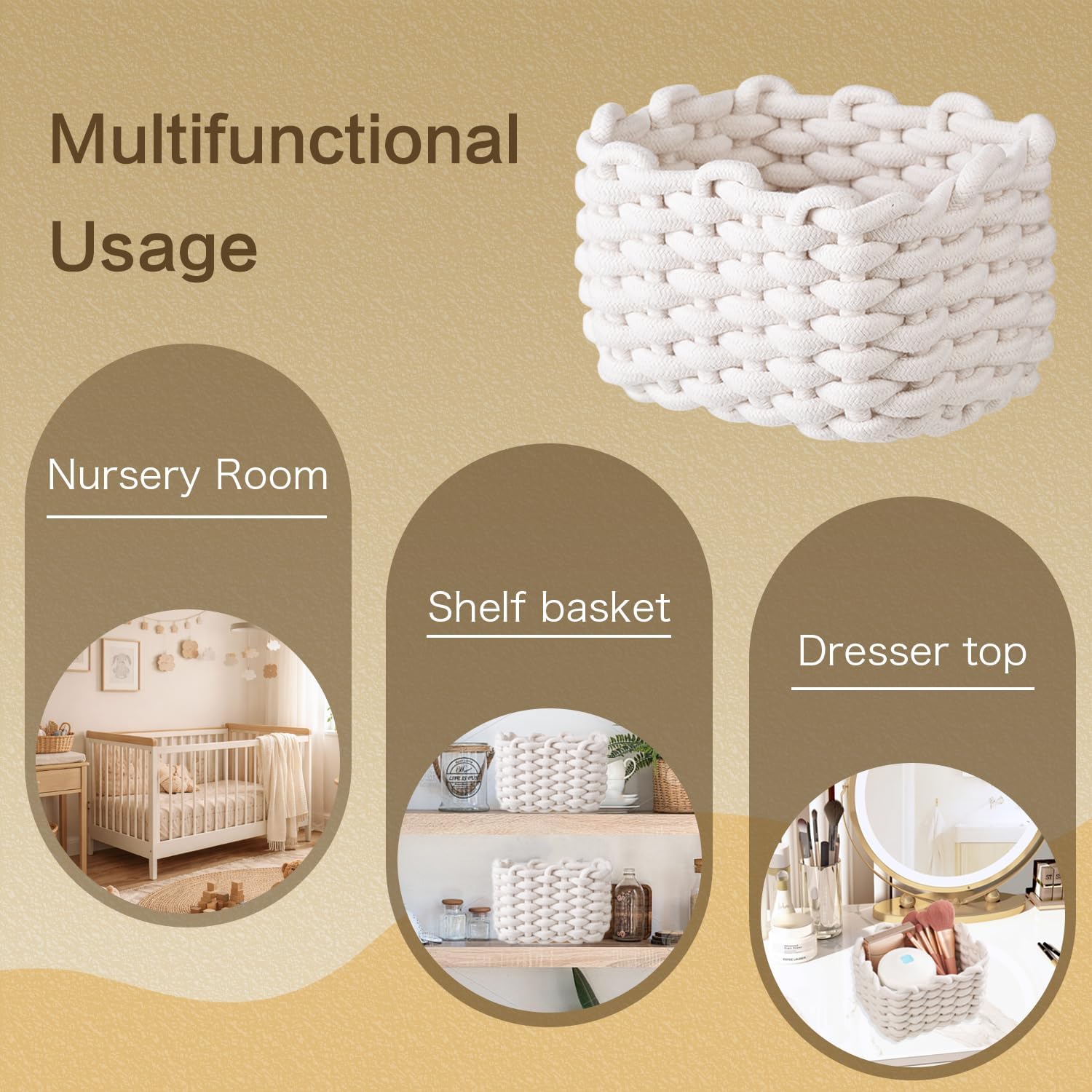 Small Woven Square Basket for Storage & Organizing