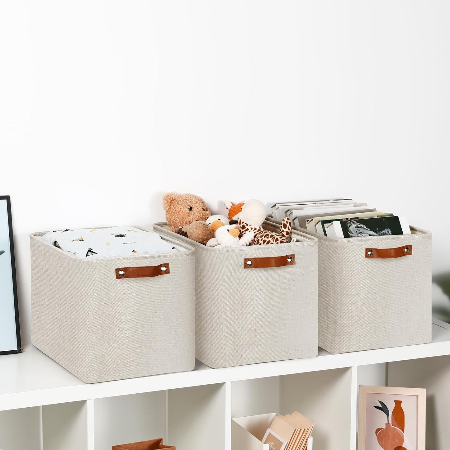 Large Storage Bins / Beige / 16 x 12 x 12 / Upgrated/3p