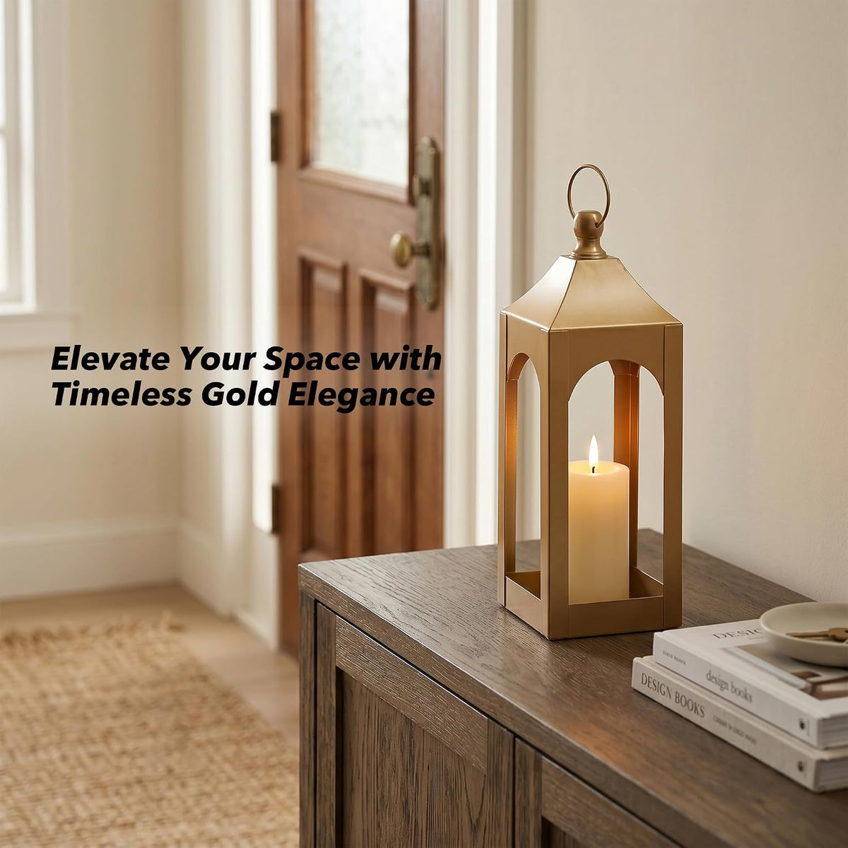 Modern Farmhouse Lantern Decor Metal Decorative Hanging Candle Lanterns | Ideal for Home Decor, Parties & Events, 15.1"