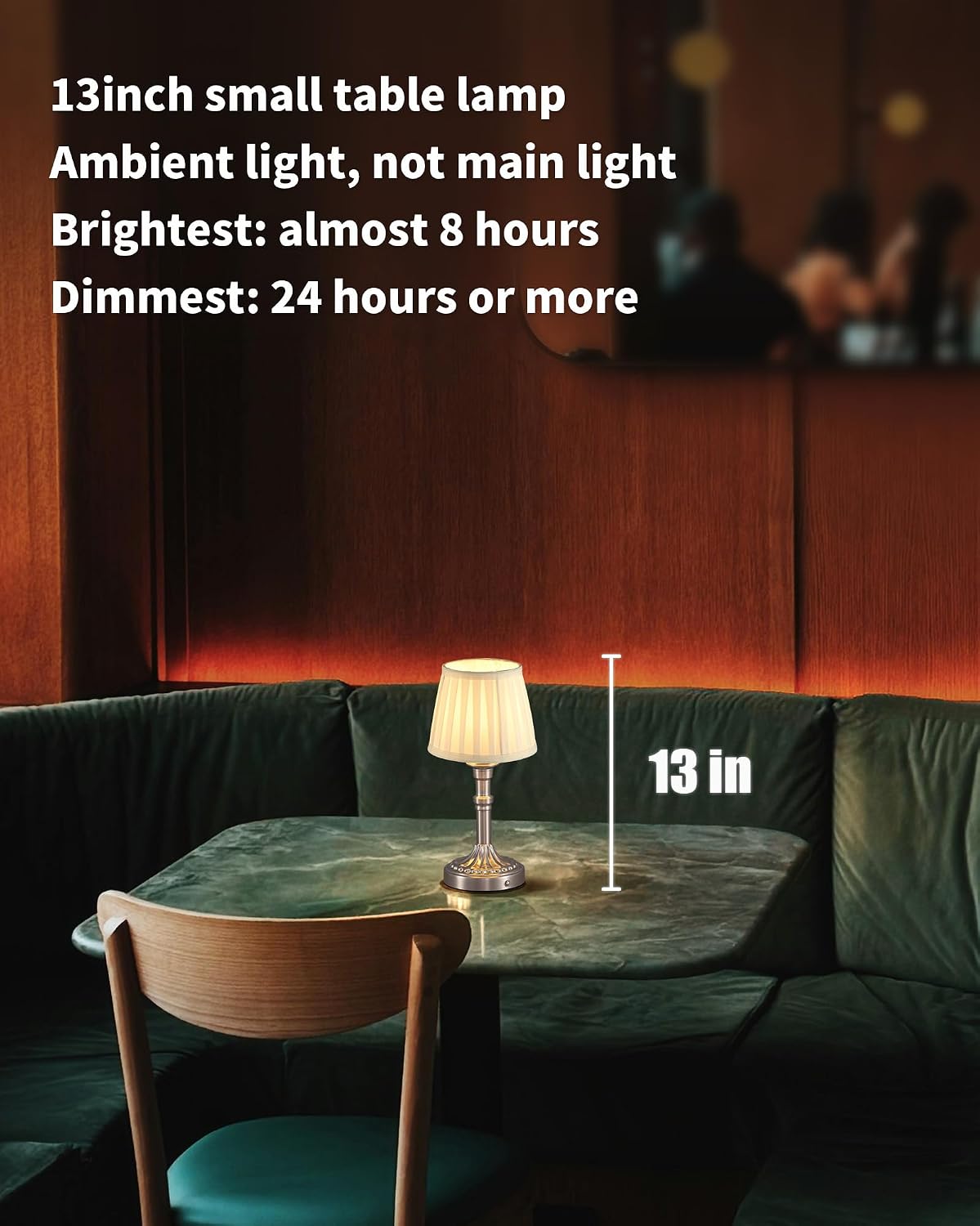 KDG Nickel Cordless Table Lamps Set of 2, Beige Fabric Shade Desk Lamp | Portables 4000mAh Battery Powered, Small LED
