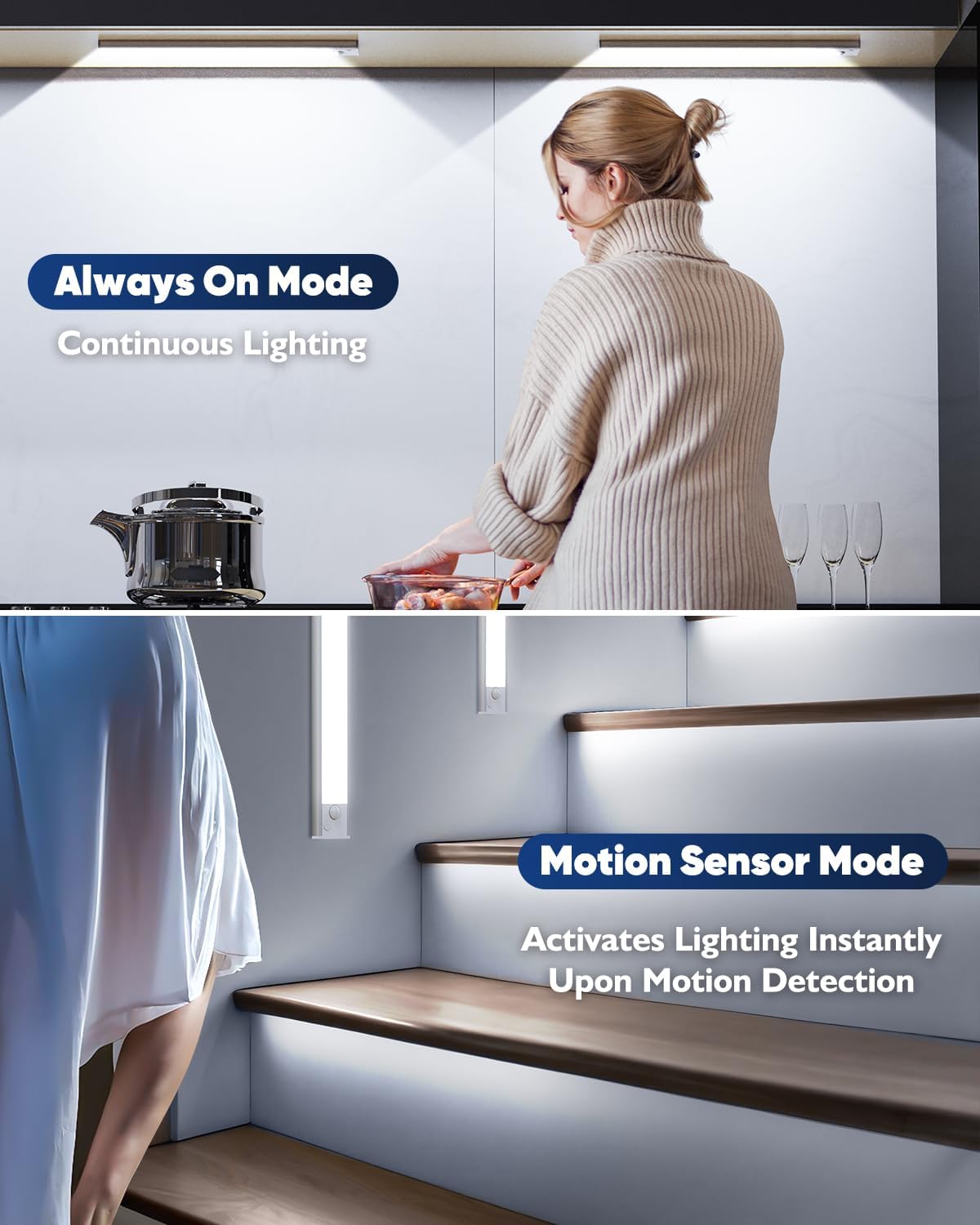 Under Cabinet Lights, 14'' LED Rechargeable Battery Operated Motion Activated Night Light Indoor, 3200mAh Magnetic
