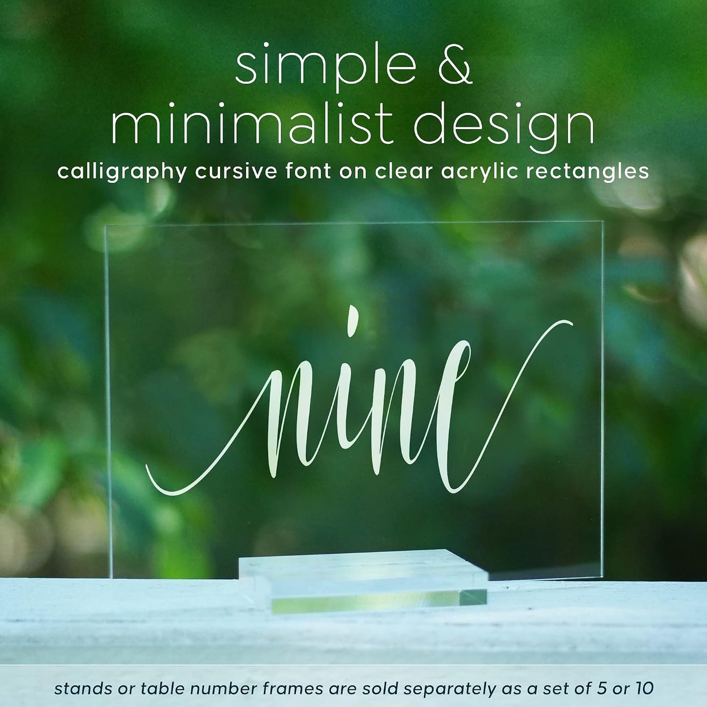 Cedar and Ink Acrylic Wedding Table Numbers 1-20, Acrylic Wedding Signs with Calligraphy Lettering, Glass Like Rustic