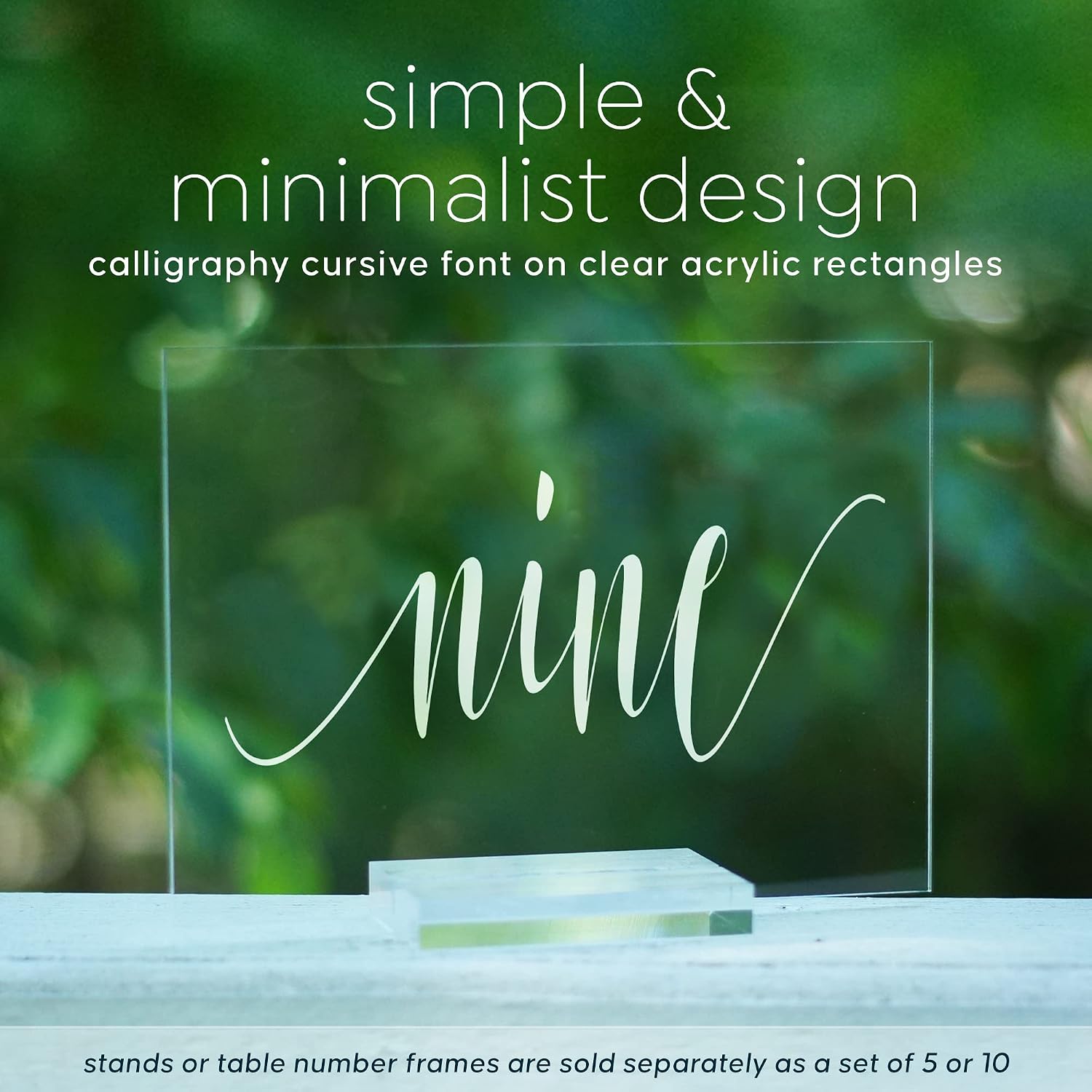 Cedar and Ink Acrylic Wedding Table Numbers 1-20, Acrylic Wedding Signs with Calligraphy Lettering, Glass Like Rustic