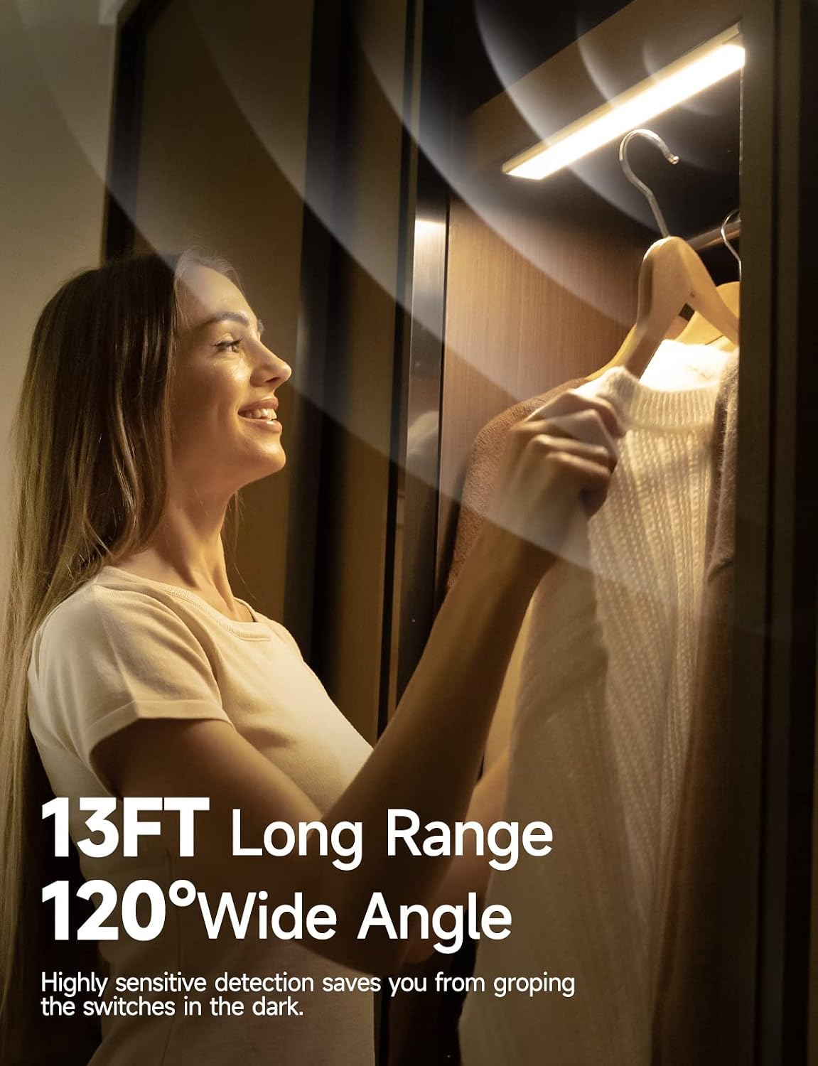 Under Cabinet Lights, Rechargeable Battery Operated Lighting, Wireless Motion Sensor Light Indoor,4 Modes Night Light