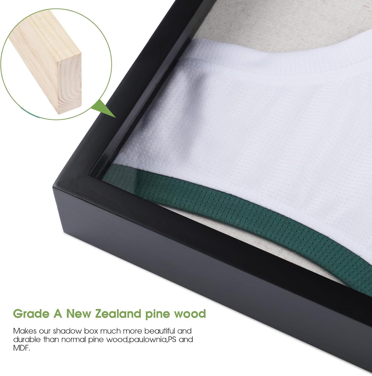 1DOT2 Shadow Box Frame 20x30 Jersey Display Case, Pine Wood Acrylic Black | Grade A Natural Pine Wood, HD Acrylic