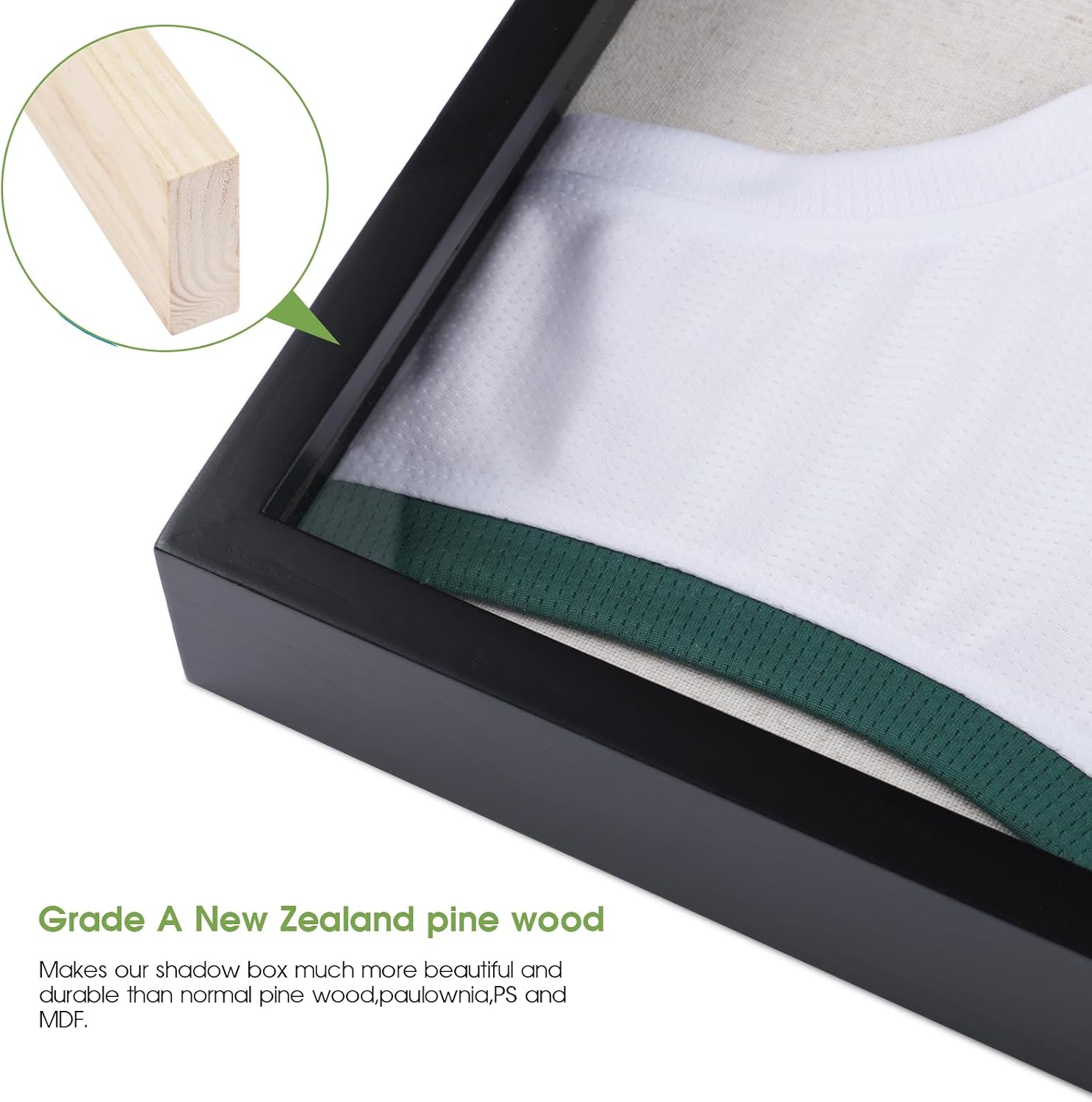 1DOT2 Shadow Box Frame 20x30 Jersey Display Case, Pine Wood Acrylic Black | Grade A Natural Pine Wood, HD Acrylic