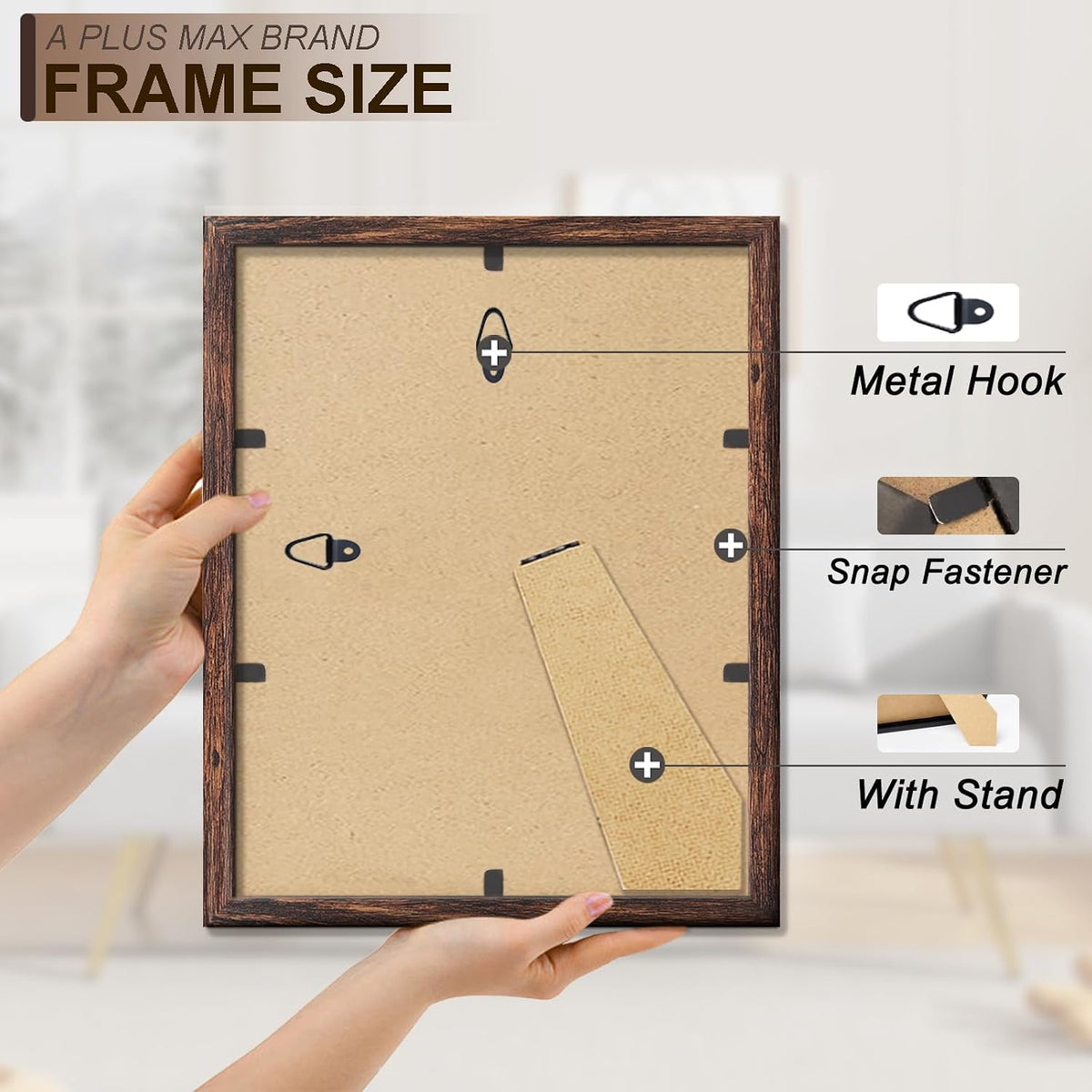 8x10 Picture Frame Set of 10 Brown Light Weight Tabletop and Wall Mount | 8 x 10 Inch Brown Wood-grain Engineered Wood