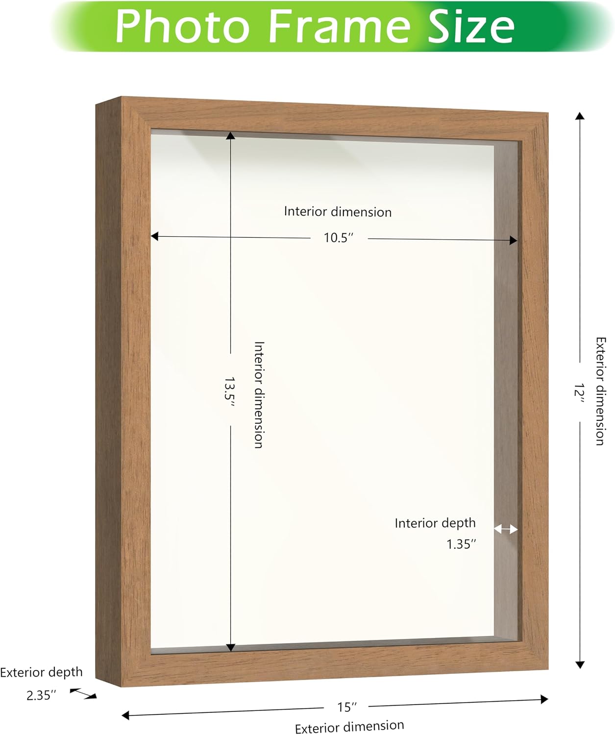 FrameWorks 11” x 14” Golden Oak Wooden Shadow Box Frame – Display Case with Soft Felt Back, Memory Box with Tempered