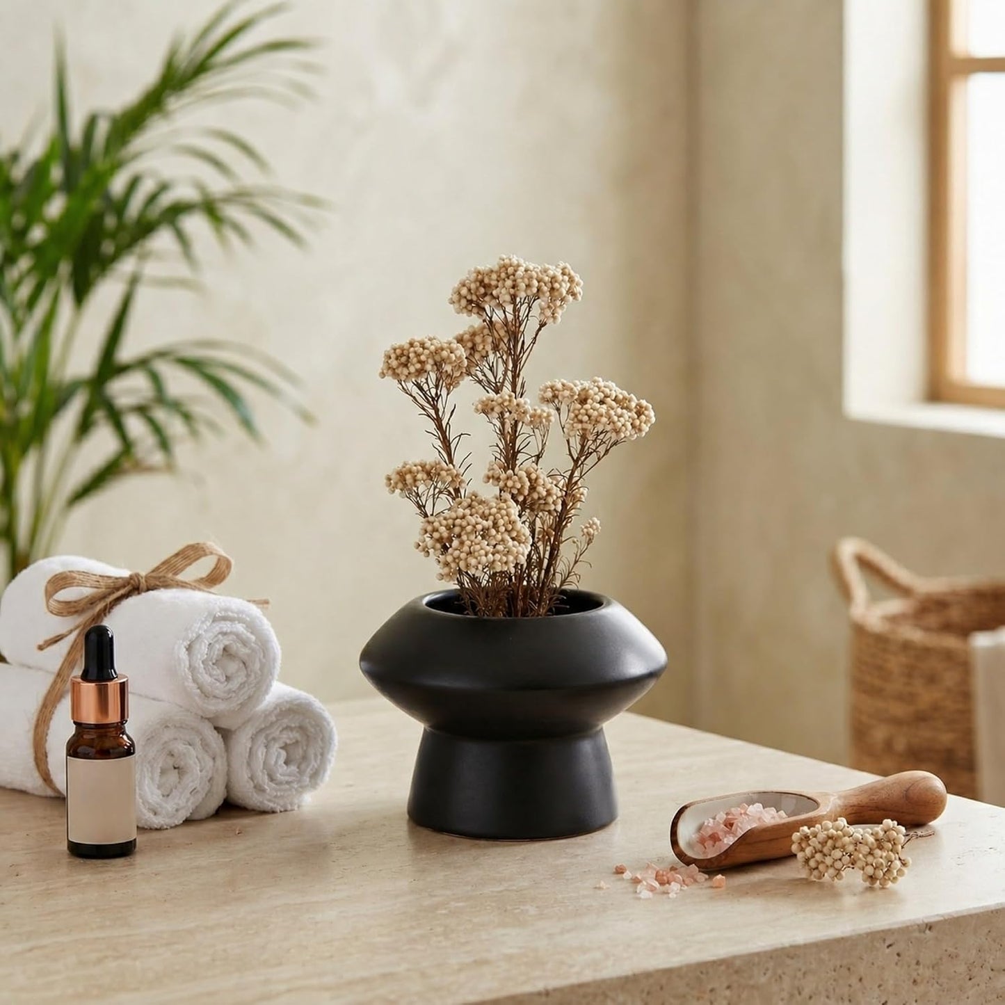 Table Art Flower Vase / Black / Mushroom, 5 3/4