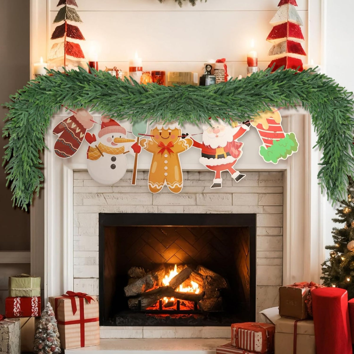 Artgar 24Ft (4 * 6ft) Christmas Pine Garland, 4 Pcs Real Touch Pine Garland | Artificial Realistic Greenery Garlands
