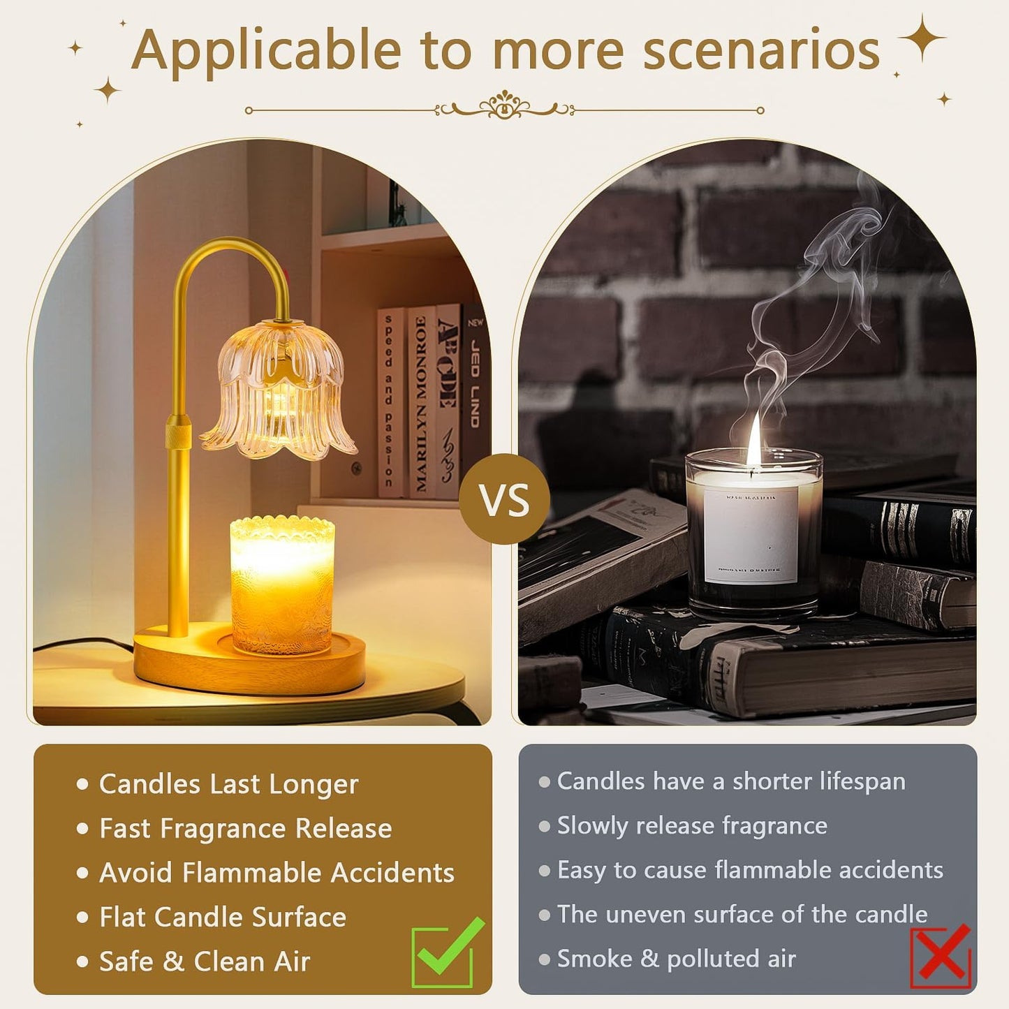 Candle Warmer Lamp Flower Electric Timer - Home Decor Women Birthday Gifts