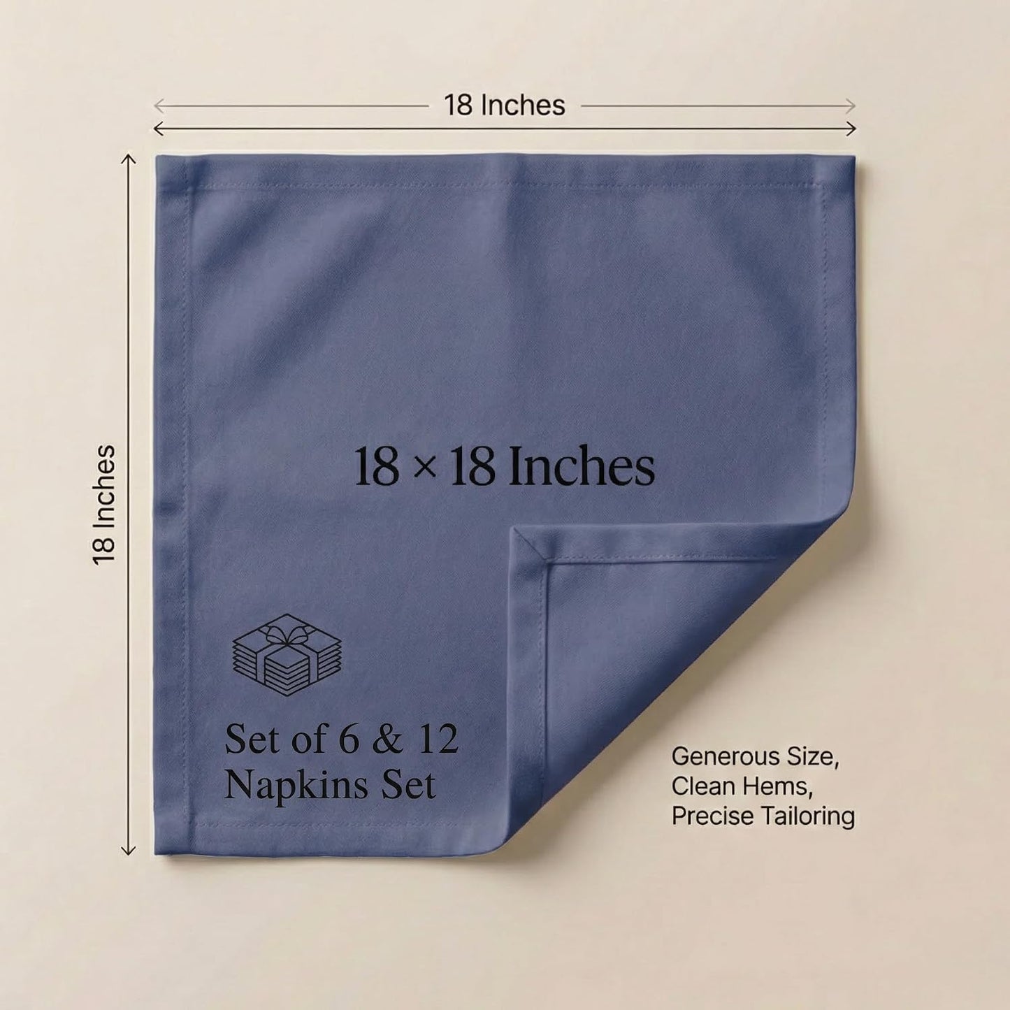 ACCENTHOME Accent Home 100% Cotton Napkins, Delicate Cloth Napkins for Dinners, Parties and Weddings，18 x 18 Inch Set