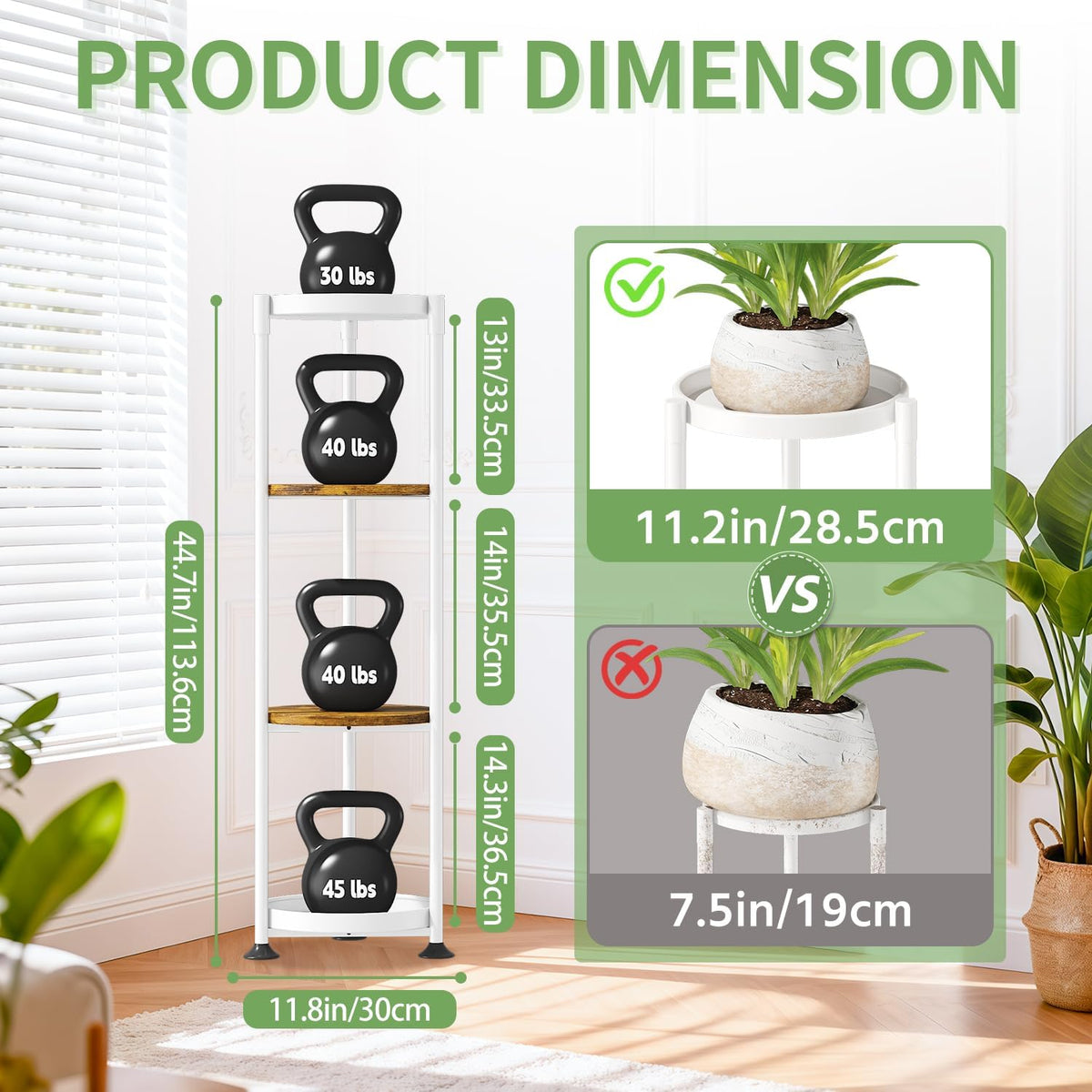 KMOTASUO 4 Tier White Plant Stand Indoor for Large Tall Heavy Duty Planter, Multiple Sturdy Metal Flower Corner Rack