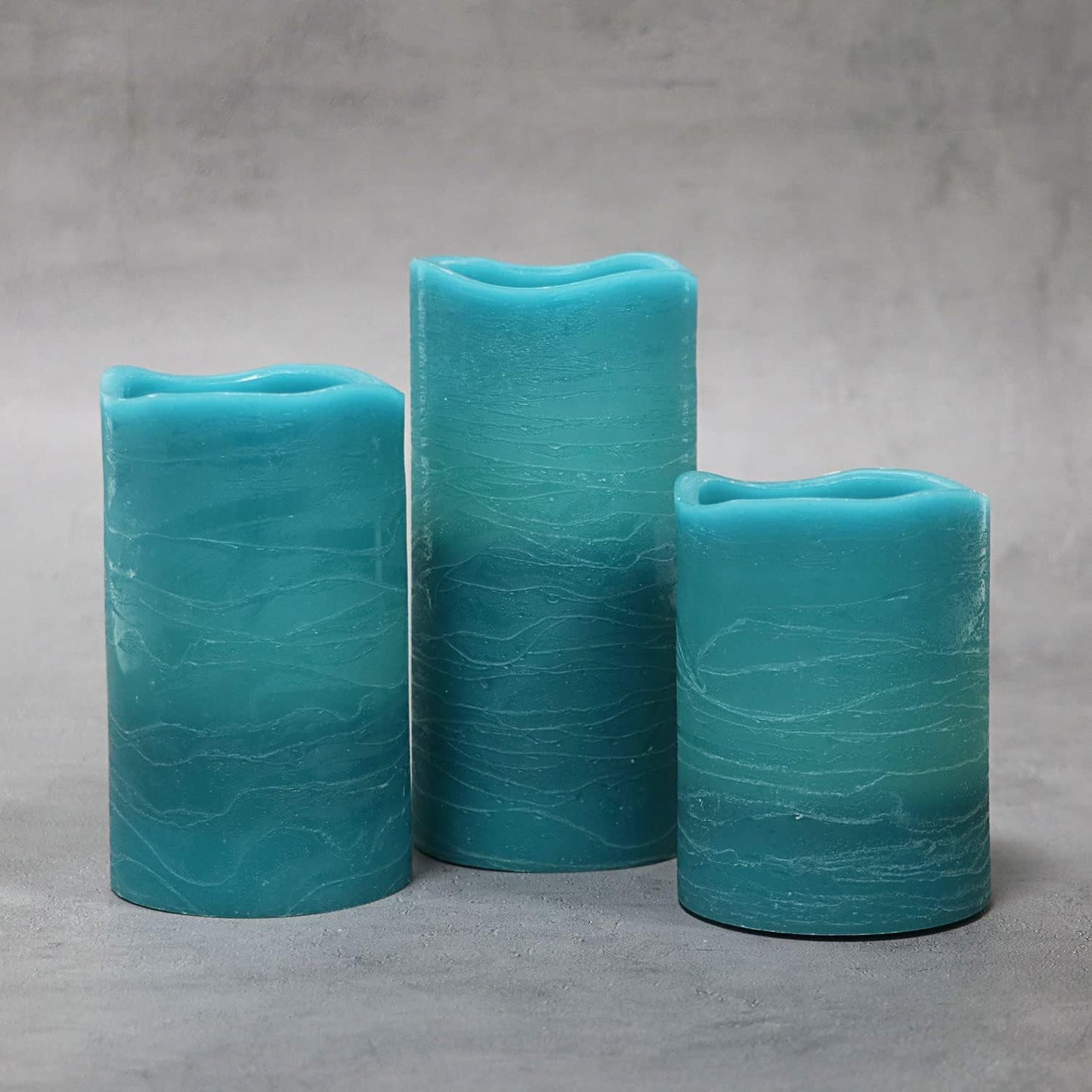 Rhytsing Turquoise Battery Operated Flameless Led Candles with Timer Function for Summer and Weddings, Warm White