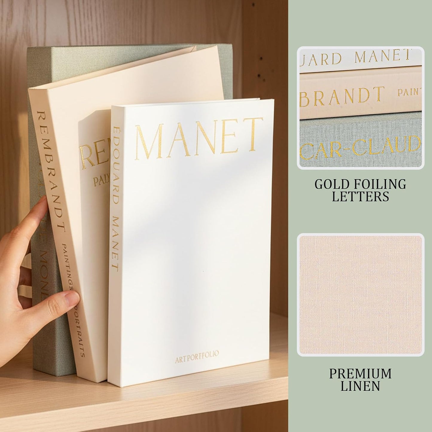 Faux Linen Books for Decoration / Set of 3
