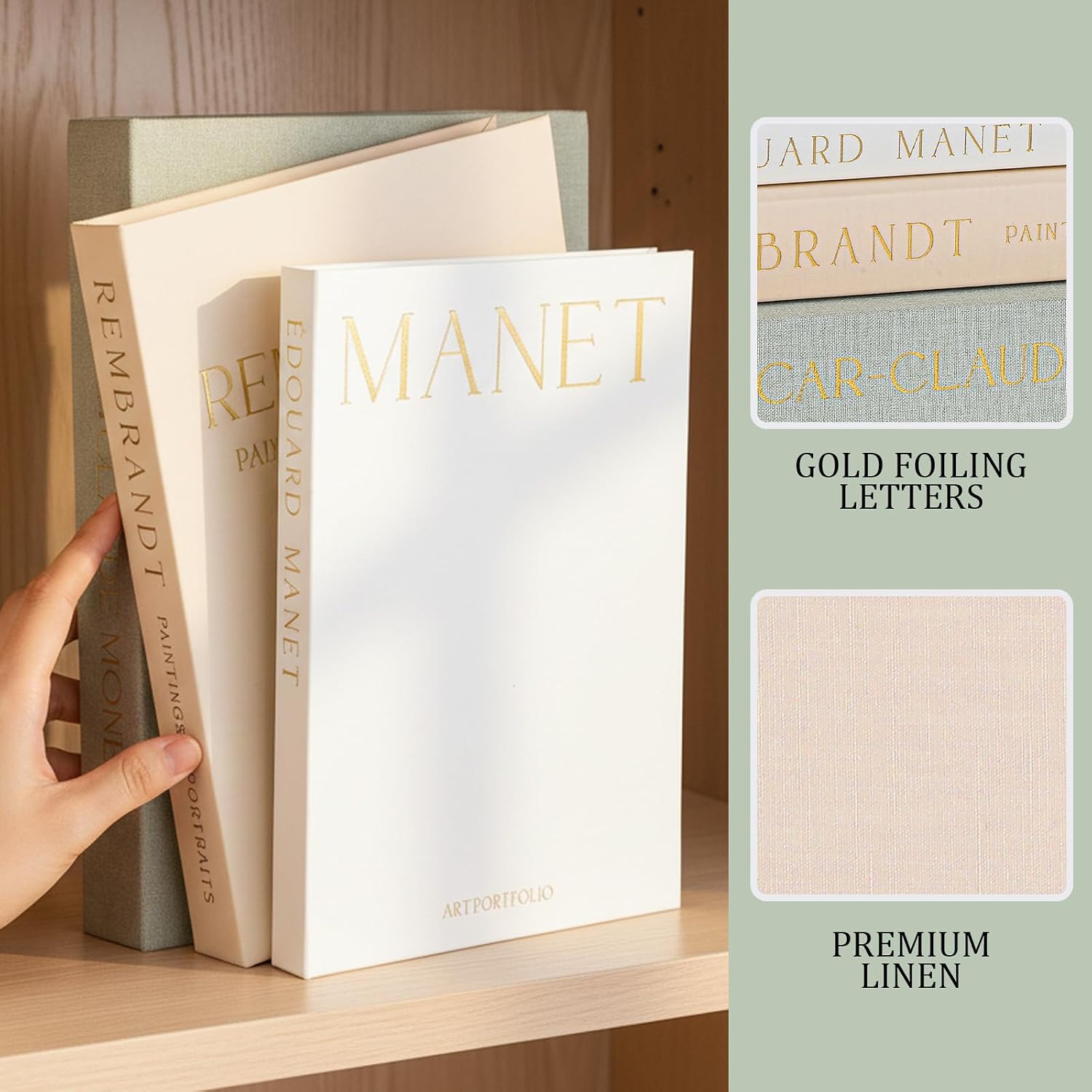 Faux Linen Books for Decoration / Set of 3