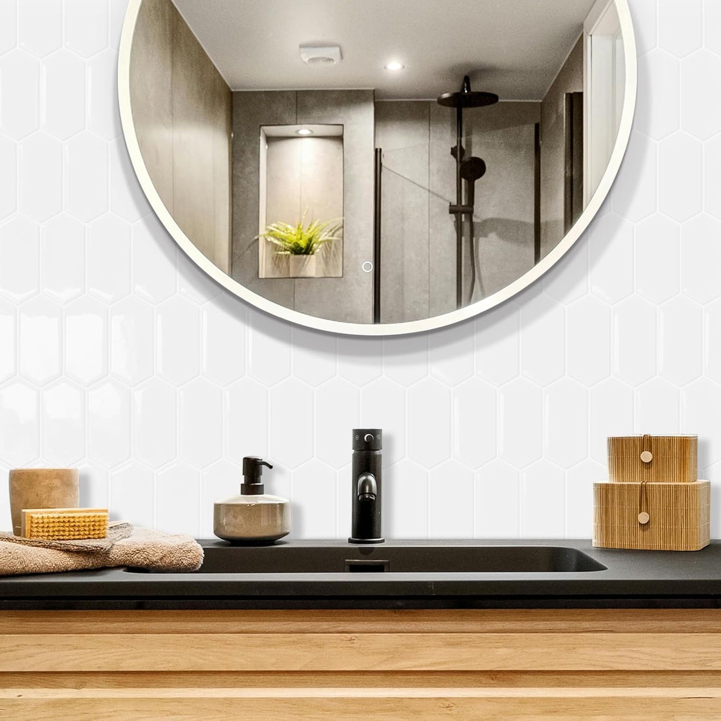 3D Waterproof Self-Adhesive Wall Tile Stick on Backsplash / White