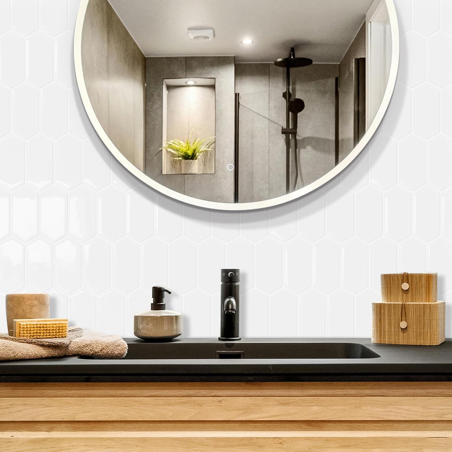 3D Waterproof Self-Adhesive Wall Tile Stick on Backsplash / White