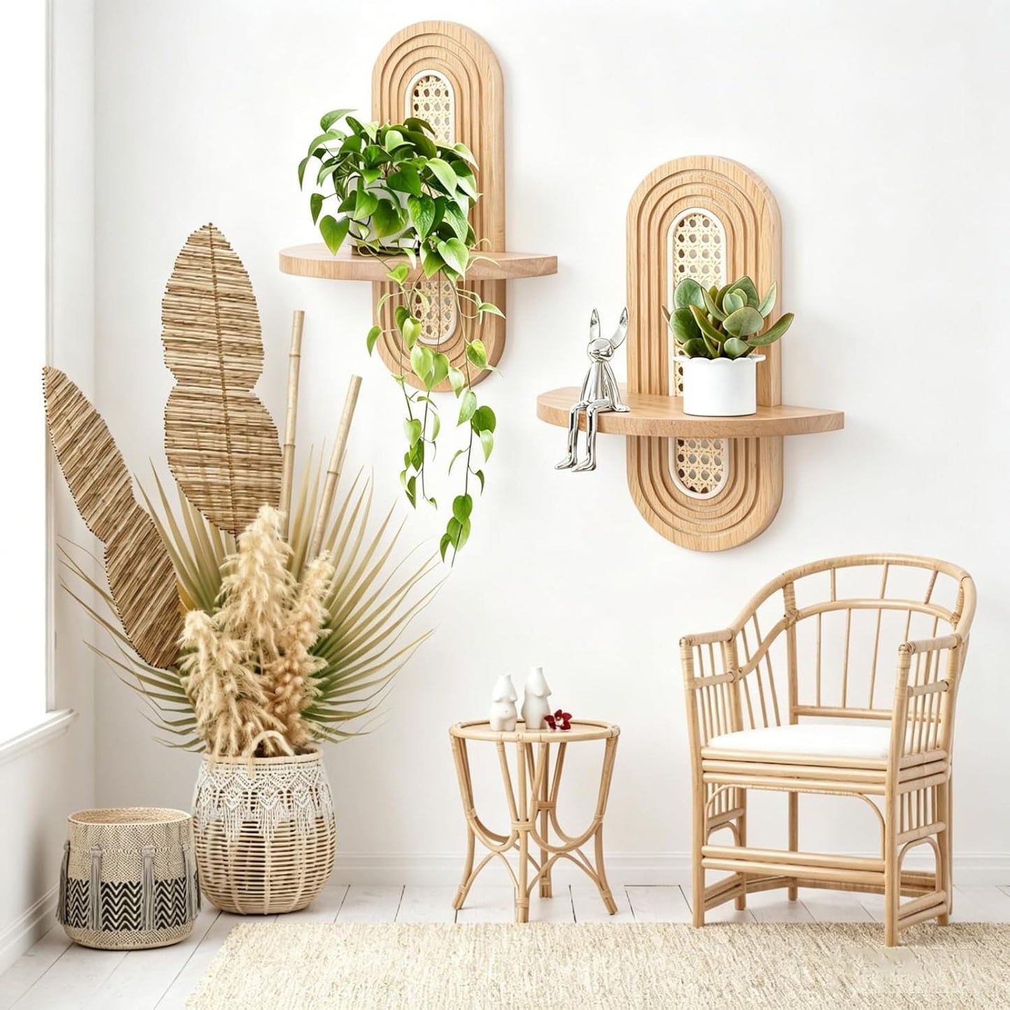 Boho Shelves Wall Decor / Natural / Set of 2