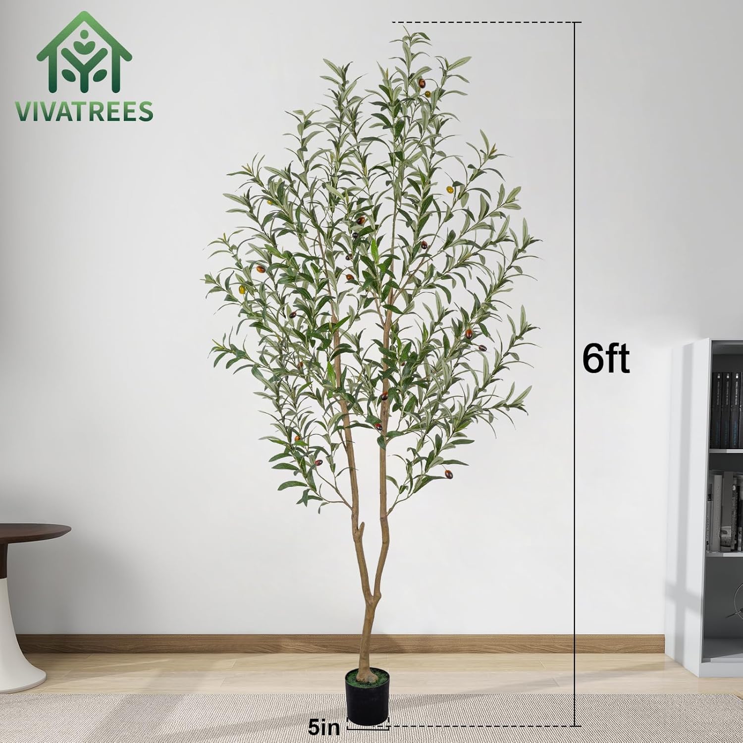 Artificial Plants / Tall Faux Olive Tree / 6ft / Natural / 6 Inch
