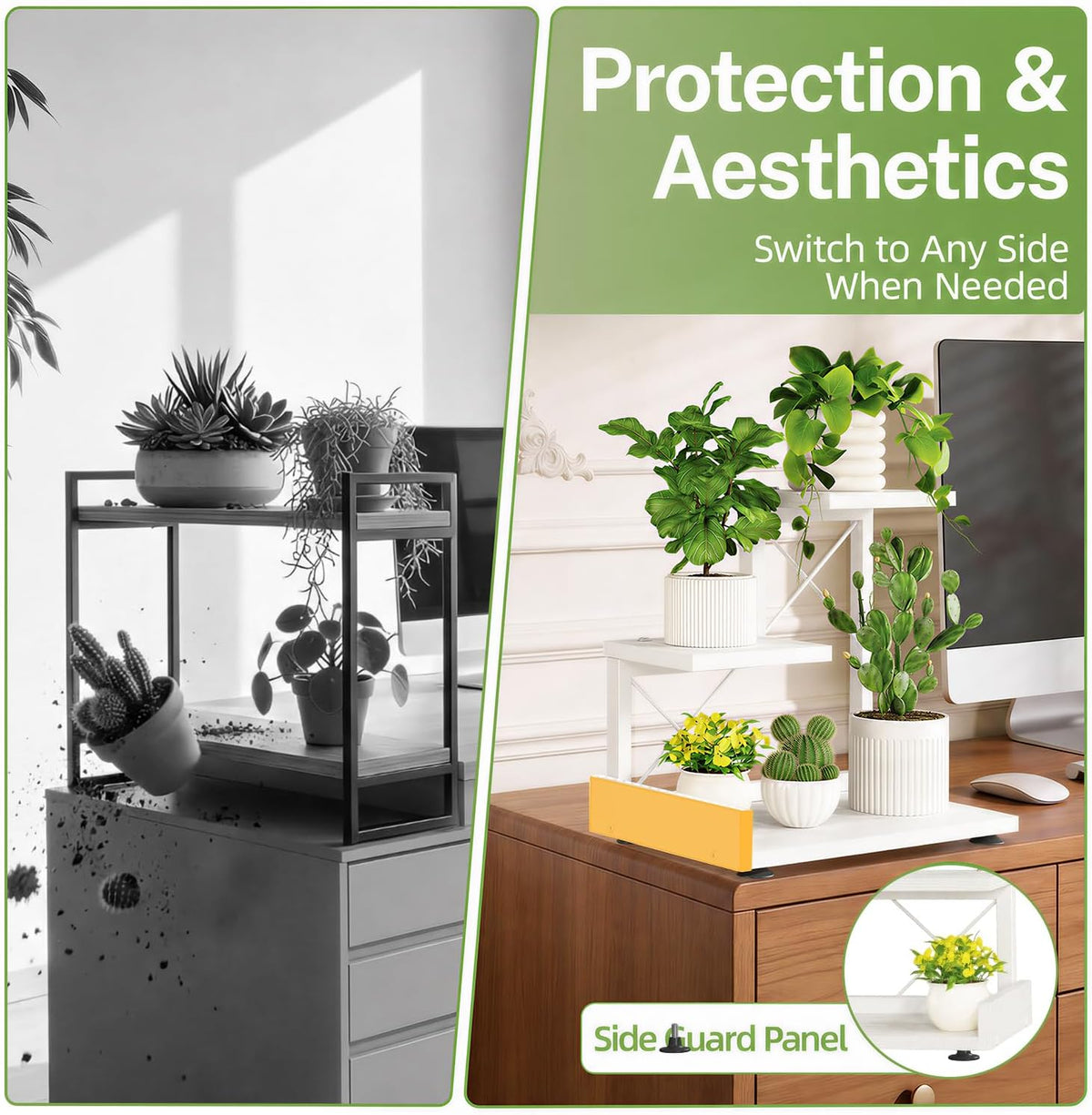 iDavosic.ly Table Top Small Plant Stand, Succulent Holder for Desk, White | 3 Tier Flower Pot Shelf for Desktop, Space